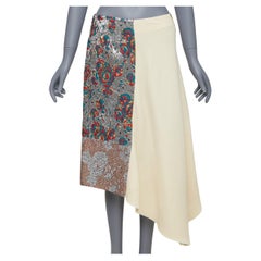 STELLA MCCARTNEY 2015 cremefarbenes Wollgemisch silberner ethnischer Jacquard-Midirock IT40 S