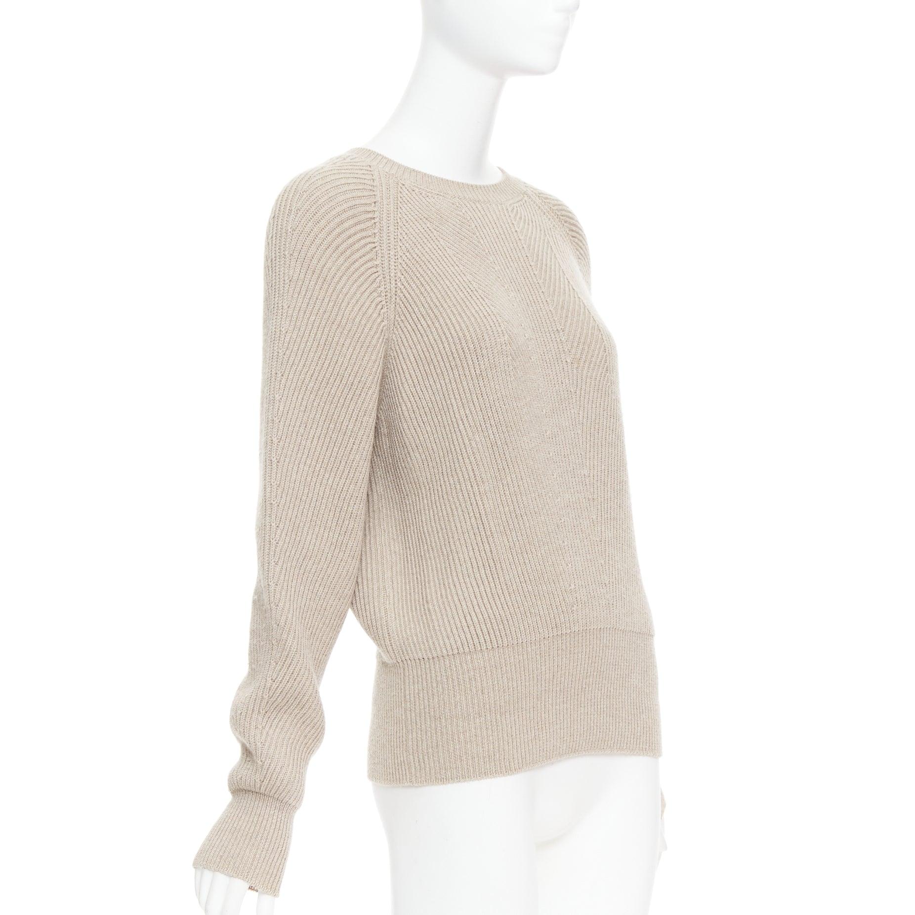 Beige STELLA MCCARTNEY 2015 taupe virgin laine contour côtelée Pull en maille côtelée IT38 XS en vente