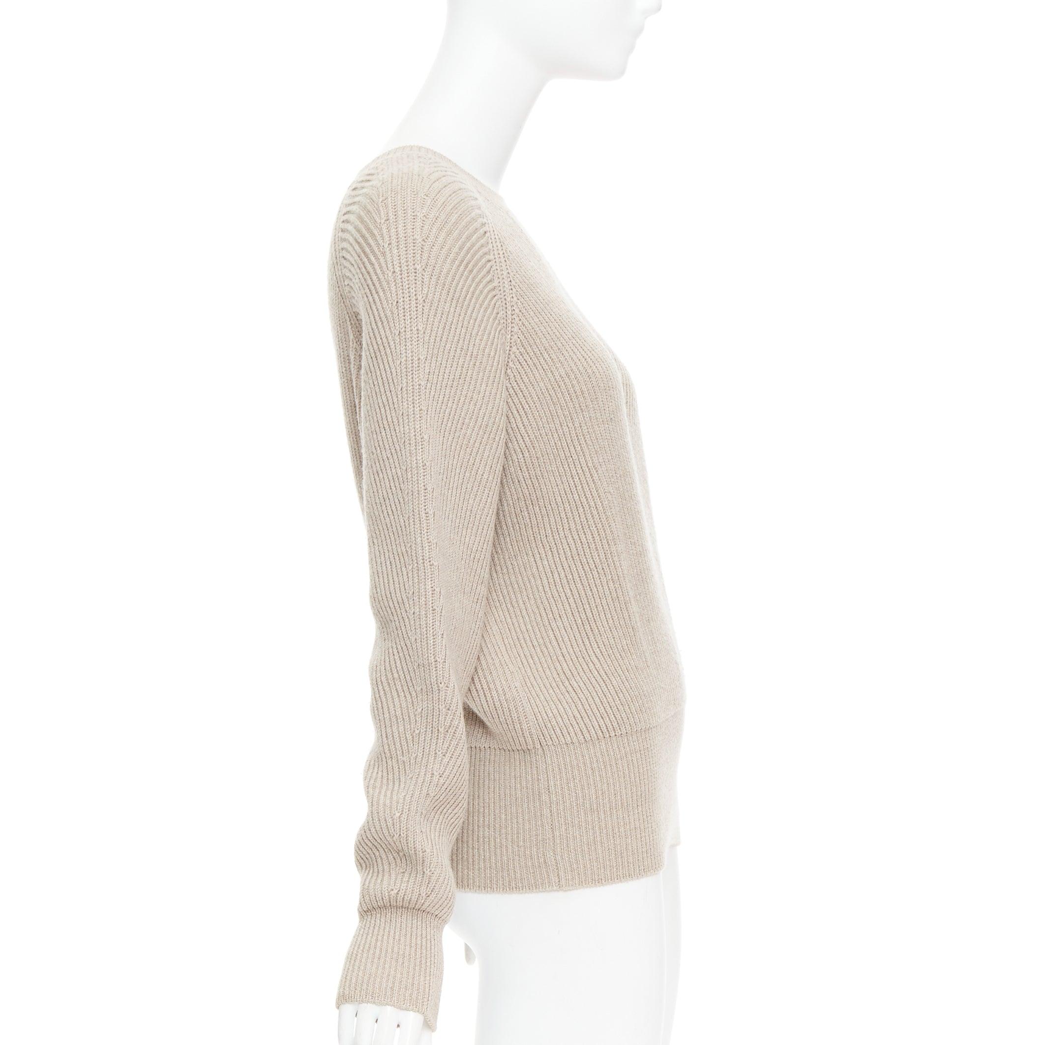 STELLA MCCARTNEY 2015 taupe virgin laine contour côtelée Pull en maille côtelée IT38 XS Excellent état - En vente à Hong Kong, NT
