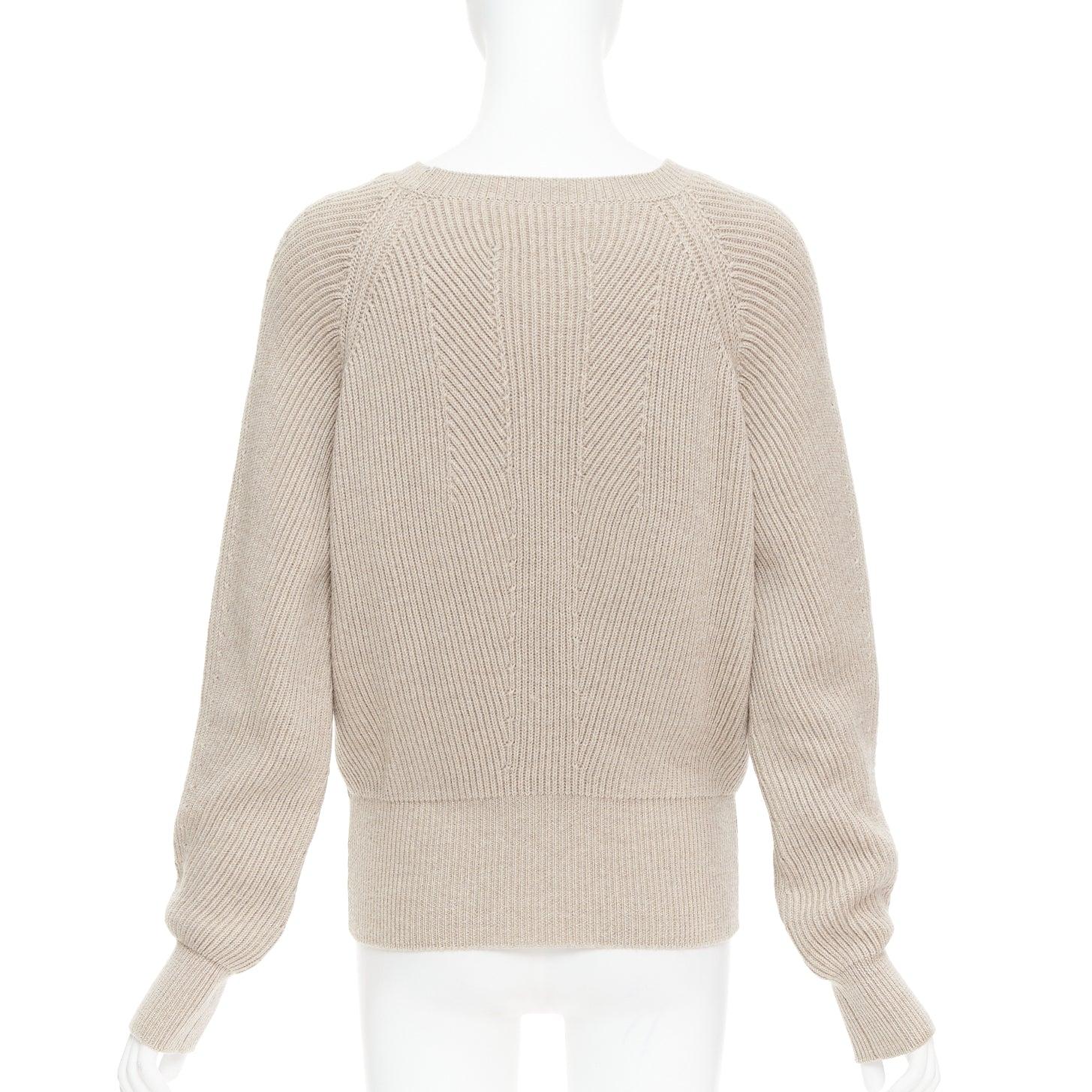 STELLA MCCARTNEY 2015 taupe virgin laine contour côtelée Pull en maille côtelée IT38 XS Pour femmes en vente