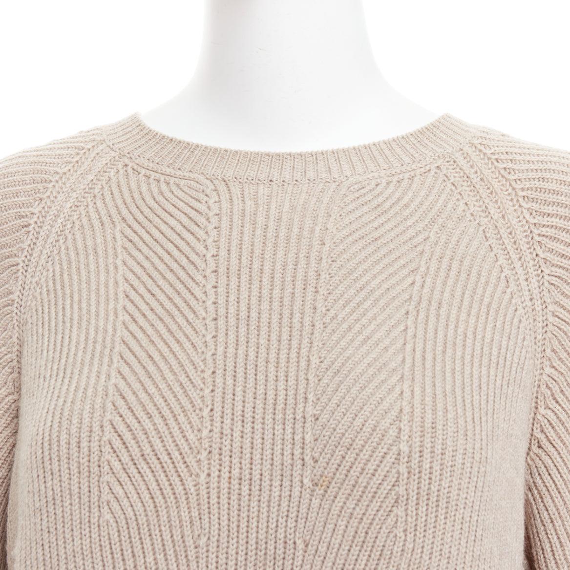 STELLA MCCARTNEY 2015 taupe virgin laine contour côtelée Pull en maille côtelée IT38 XS en vente 2