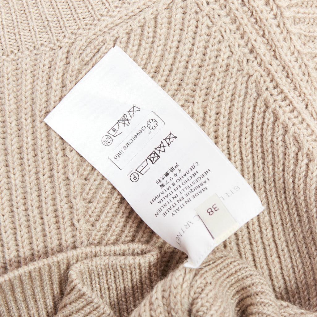 STELLA MCCARTNEY 2015 taupe virgin laine contour côtelée Pull en maille côtelée IT38 XS en vente 3