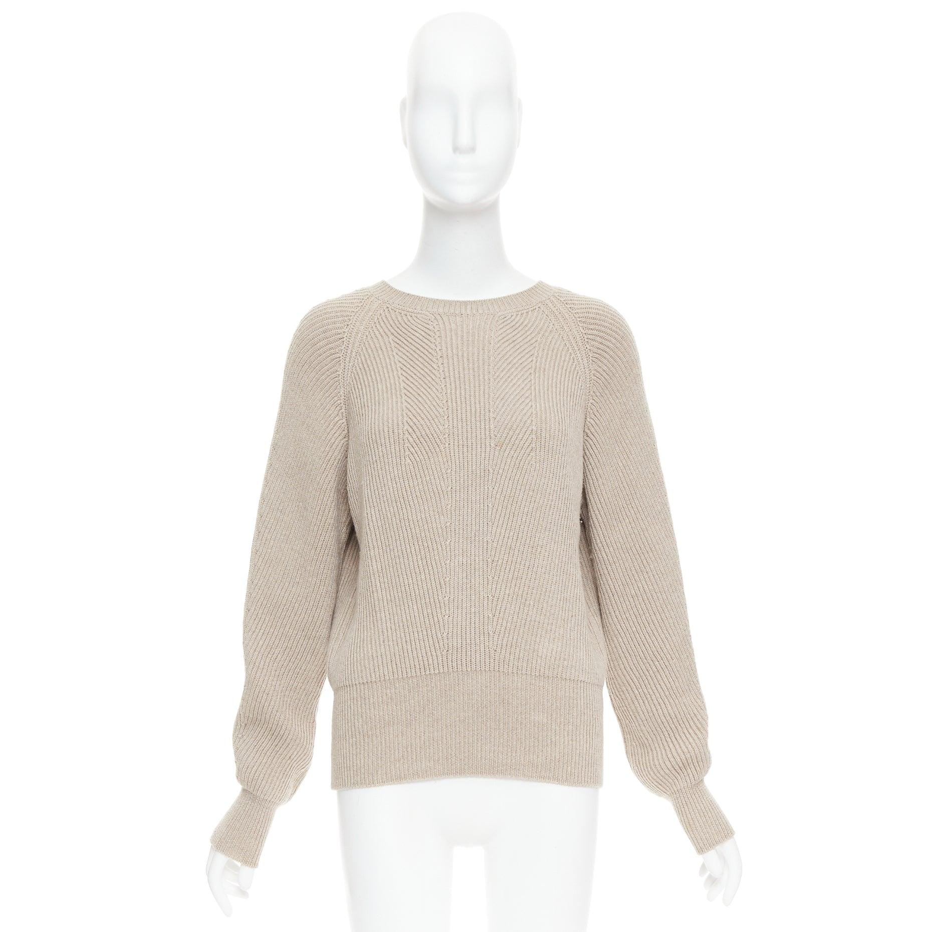 STELLA MCCARTNEY 2015 taupe virgin laine contour côtelée Pull en maille côtelée IT38 XS en vente 4