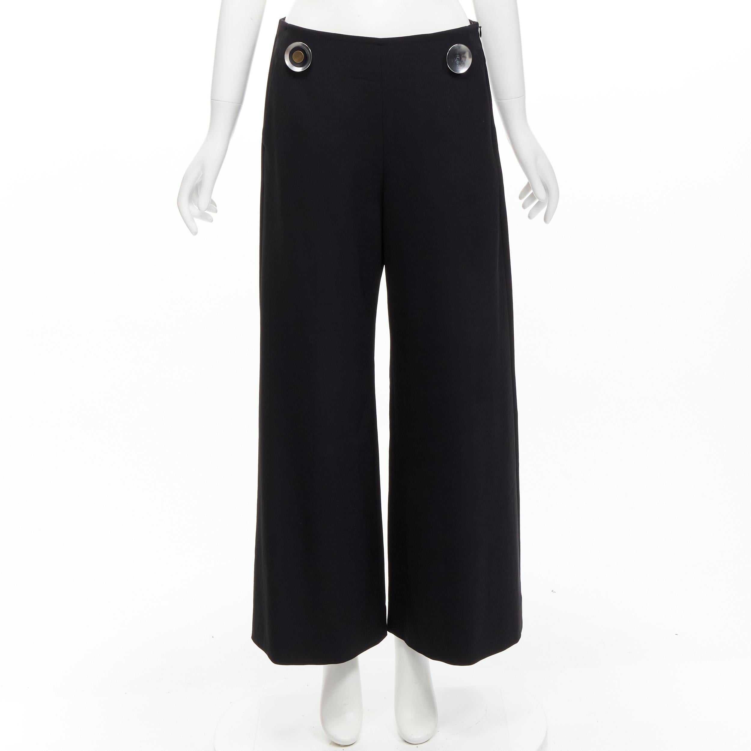 STELLA MCCARTNEY 2015 pantaloni a gamba larga in lana nero argento impreziositi da bottoni IT40 S in vendita 6