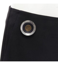 STELLA MCCARTNEY 2015 wool black silver button embellished wide leg pants IT40 S