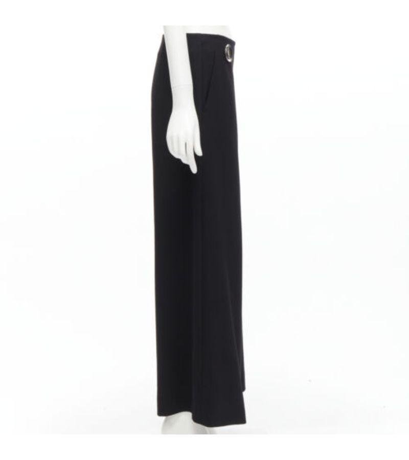 STELLA MCCARTNEY 2015 wool black silver button embellished wide leg pants IT40 S In Good Condition For Sale In Hong Kong, NT