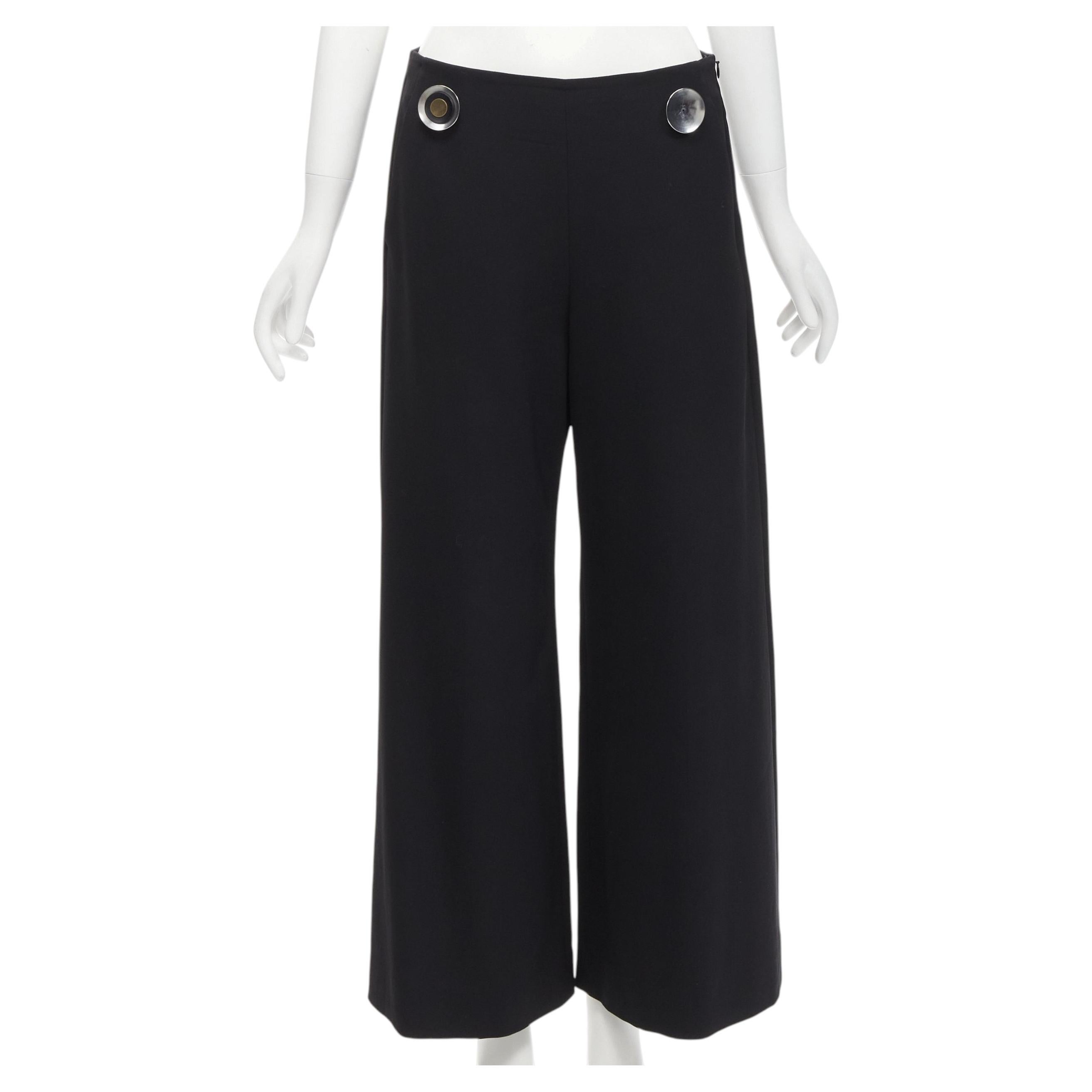 Stella MCCARTNEY 2015 pantalon large en laine noire avec boutons argentés IT40 S