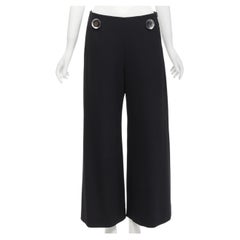 STELLA MCCARTNEY 2015 Hose mit breitem Bein aus schwarzer und silberner Wolle und Knopfleiste IT40 S