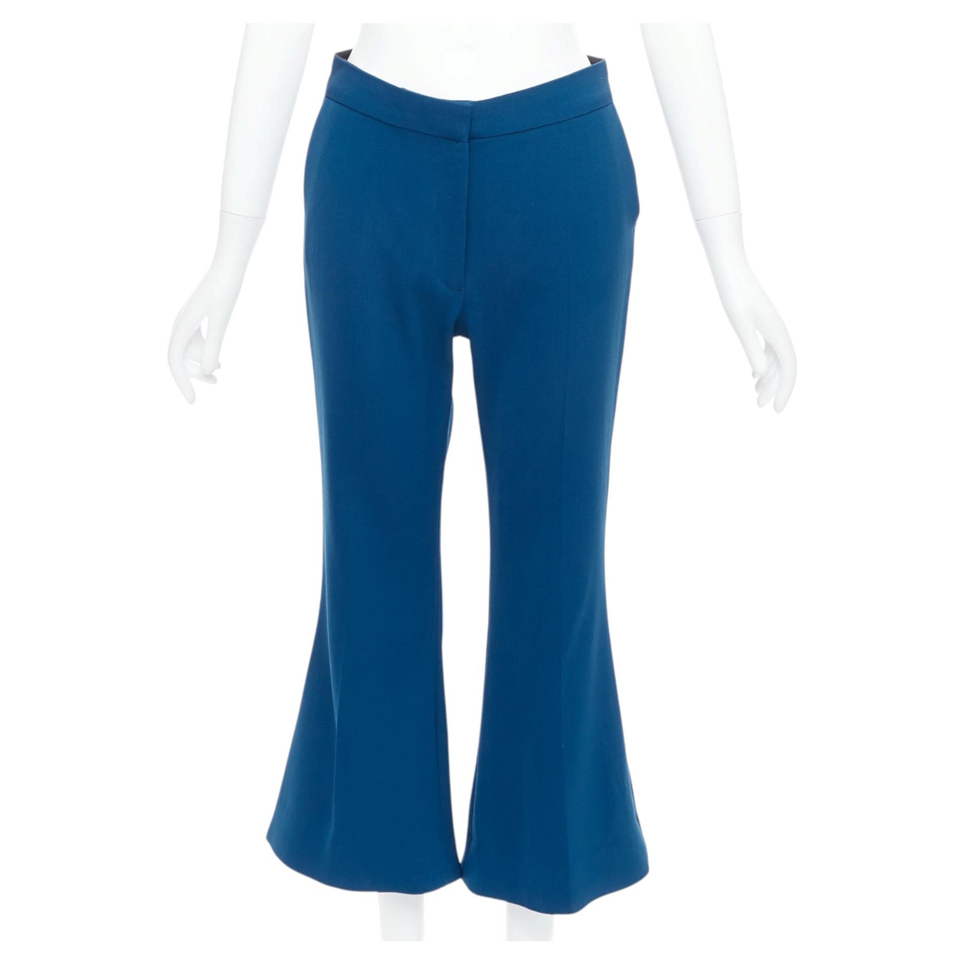 Stella MCCARTNEY 2016 100% laine bleu pantalon cropped flare IT38 XS en vente