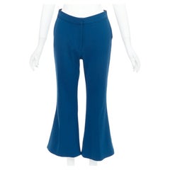STELLA MCCARTNEY 2016 100% wool blue flare cropped pants IT38 XS