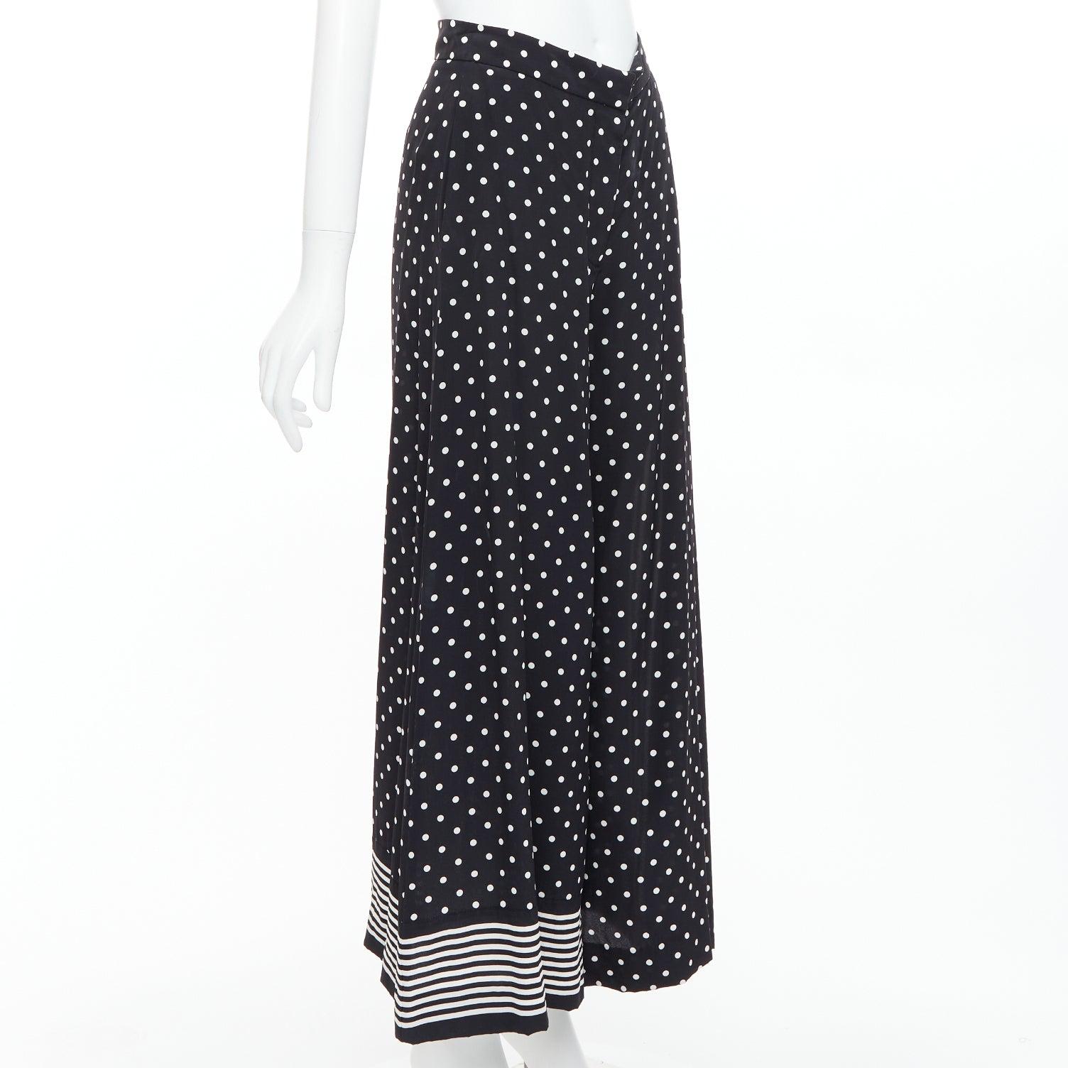 Noir STELLA MCCARTNEY 2016 pantalon rayé noir blanc 100% soie à pois IT36 XXS en vente