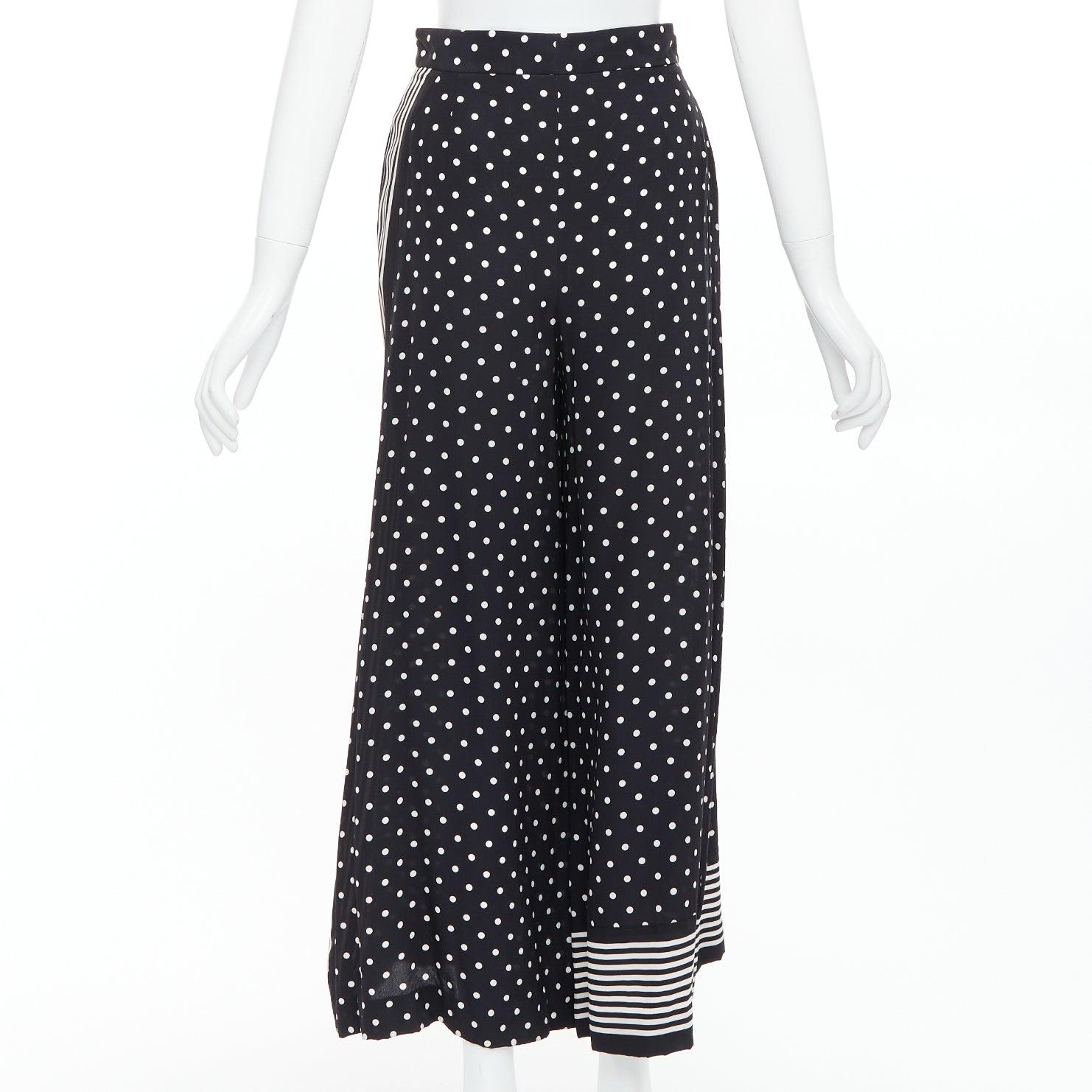 STELLA MCCARTNEY 2016 pantalon rayé noir blanc 100% soie à pois IT36 XXS Pour femmes en vente