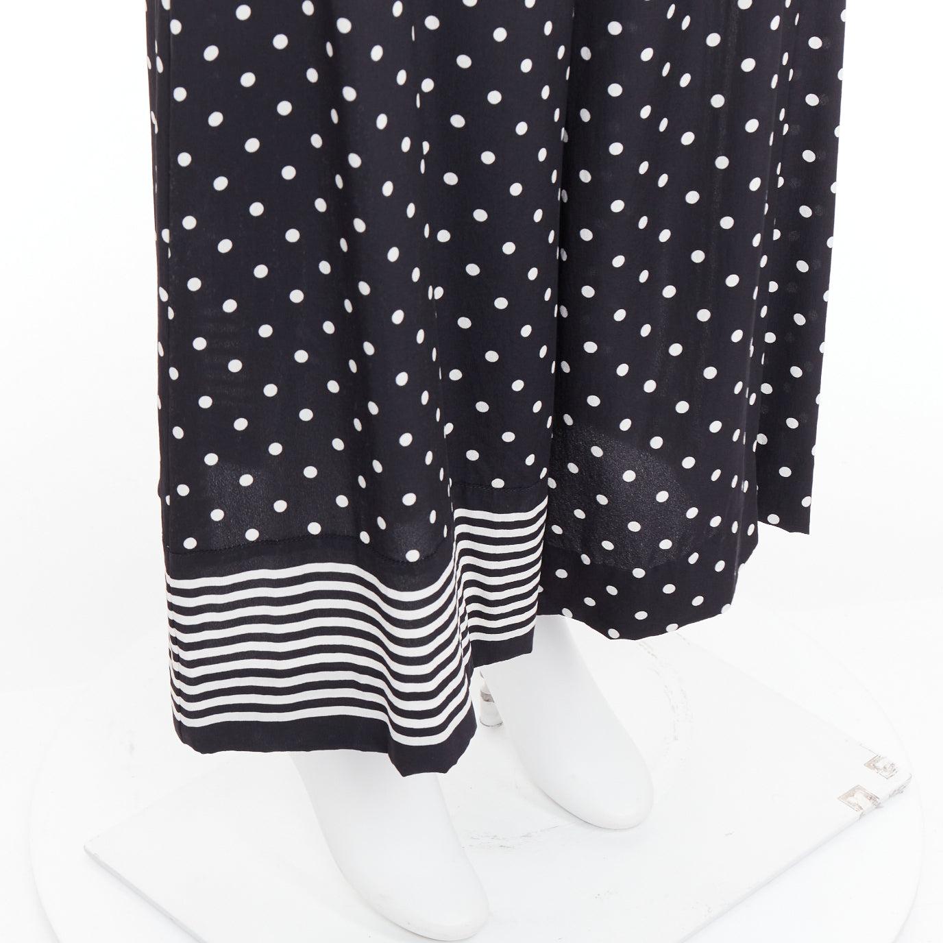 STELLA MCCARTNEY 2016 pantalon rayé noir blanc 100% soie à pois IT36 XXS en vente 2