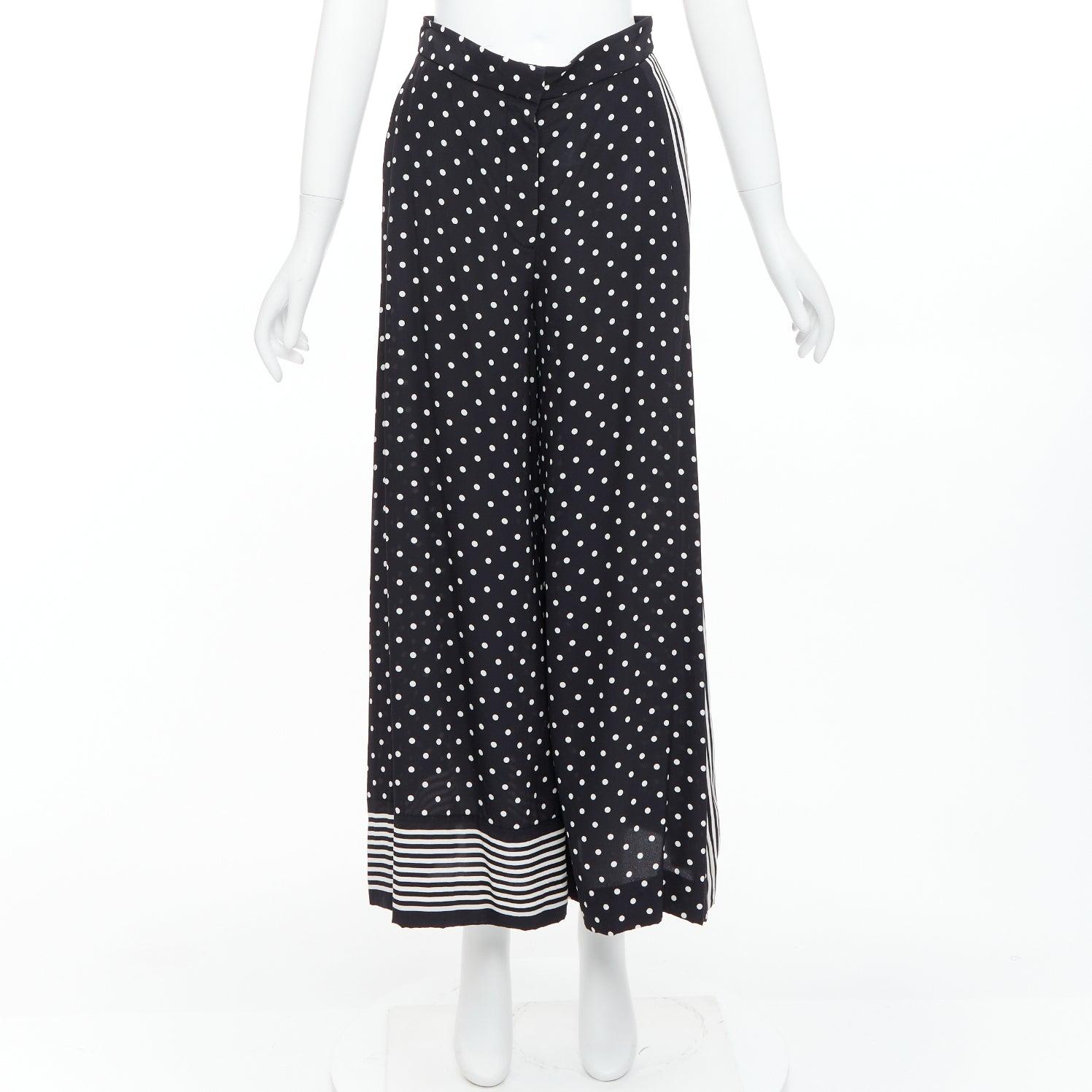 STELLA MCCARTNEY 2016 pantalon rayé noir blanc 100% soie à pois IT36 XXS en vente 4