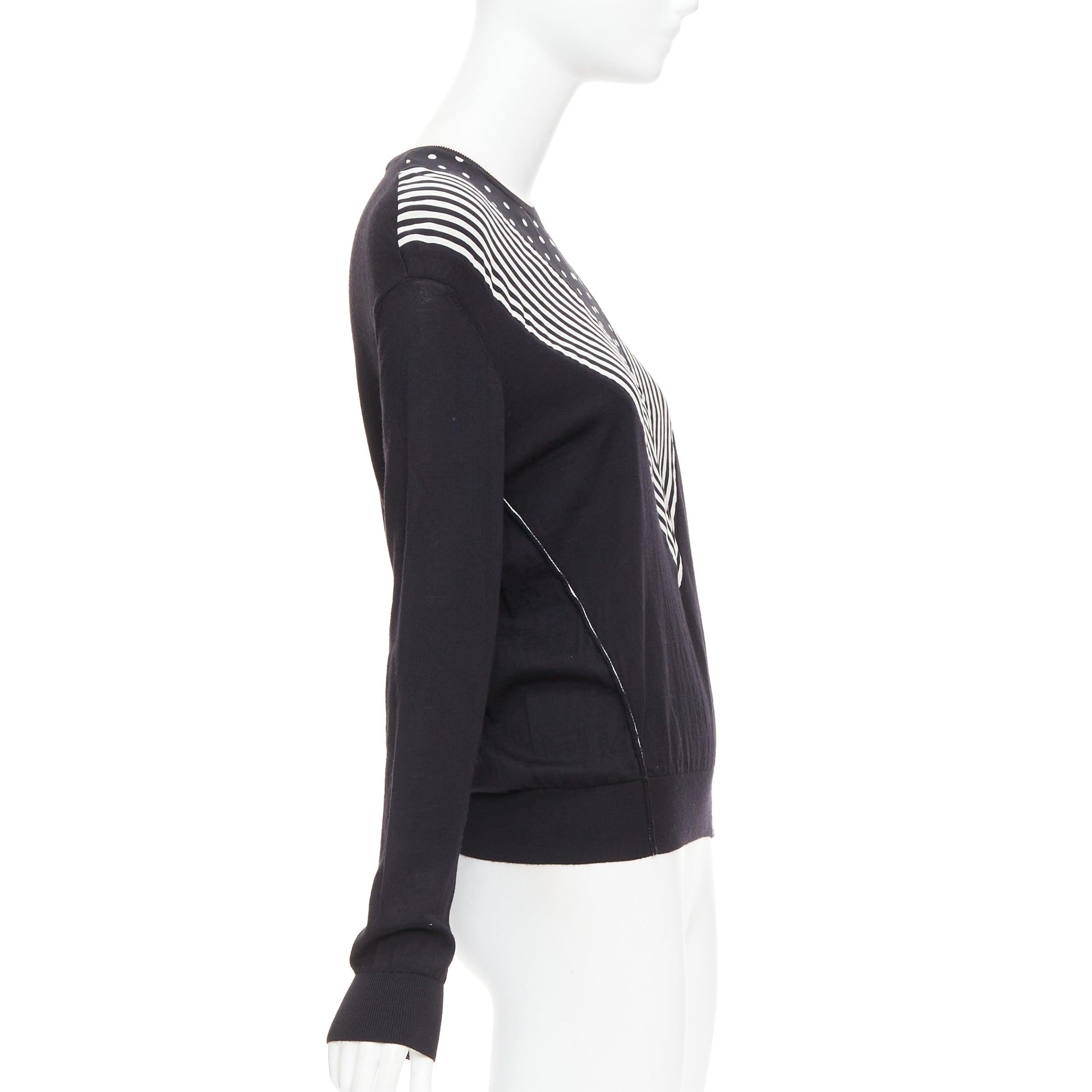 STELLA MCCARTNEY 2016 black white virgin wool silk trim long sleeve sweater In Good Condition For Sale In Hong Kong, NT