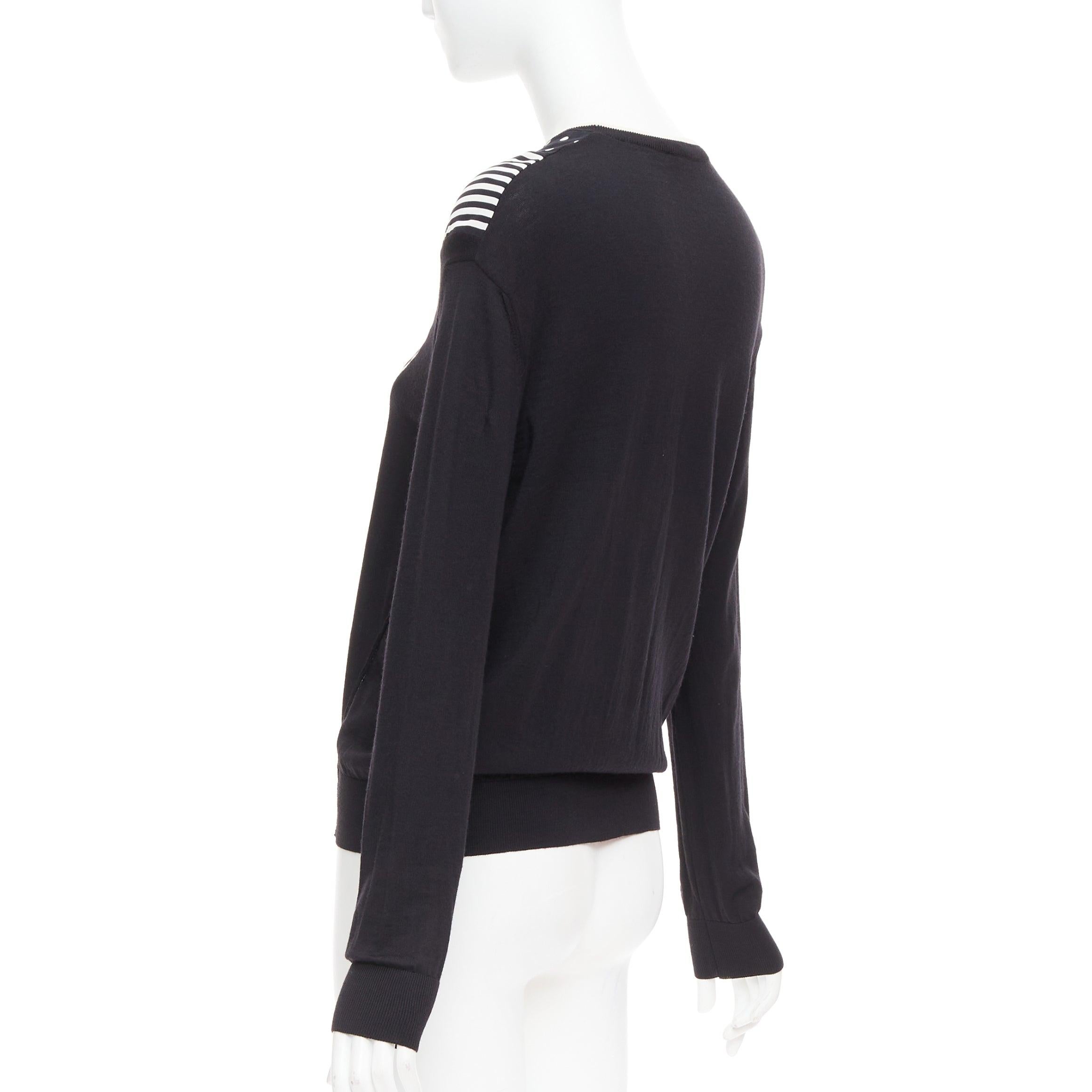 STELLA MCCARTNEY 2016 black white virgin wool silk trim long sleeve sweater For Sale 1