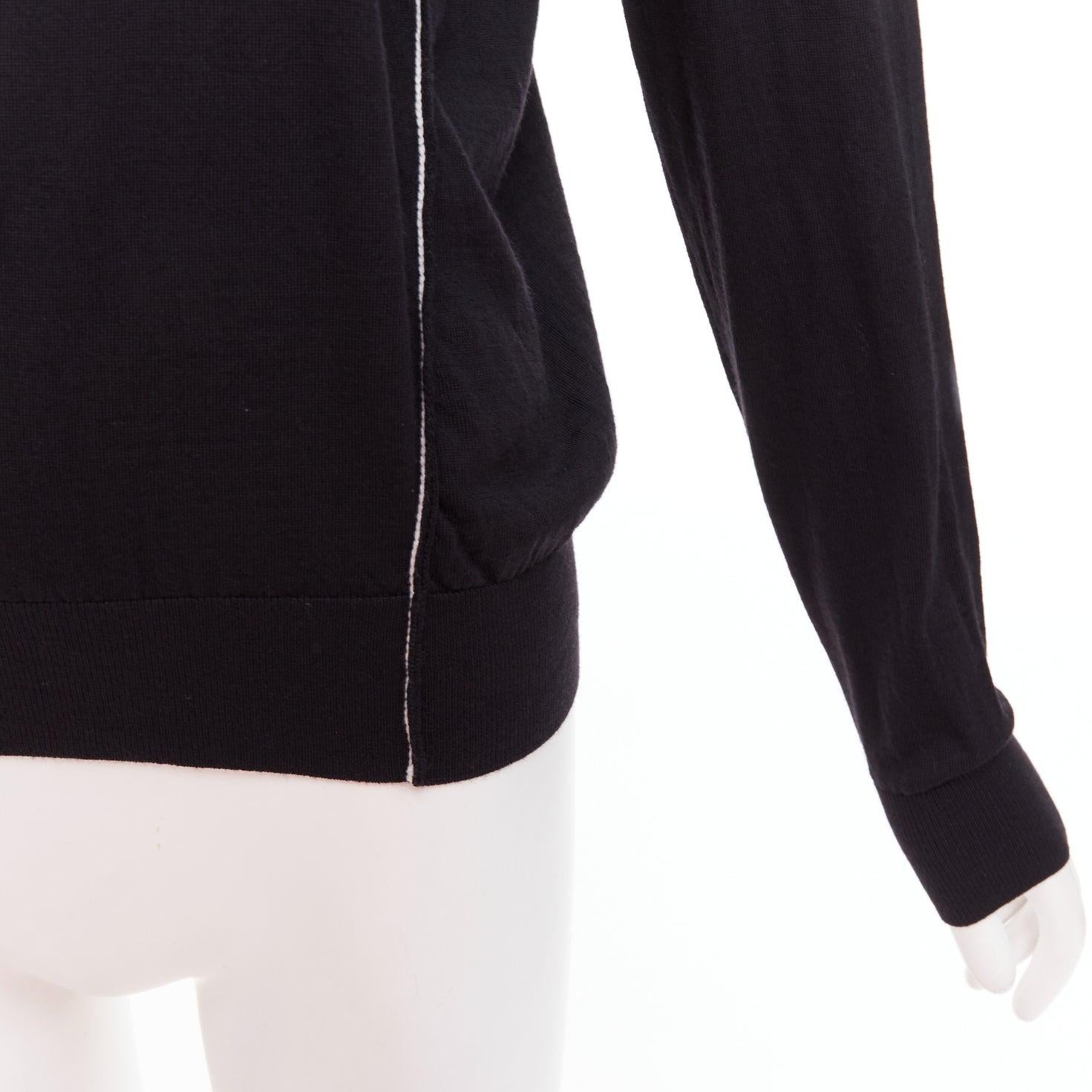 STELLA MCCARTNEY 2016 black white virgin wool silk trim long sleeve sweater For Sale 2