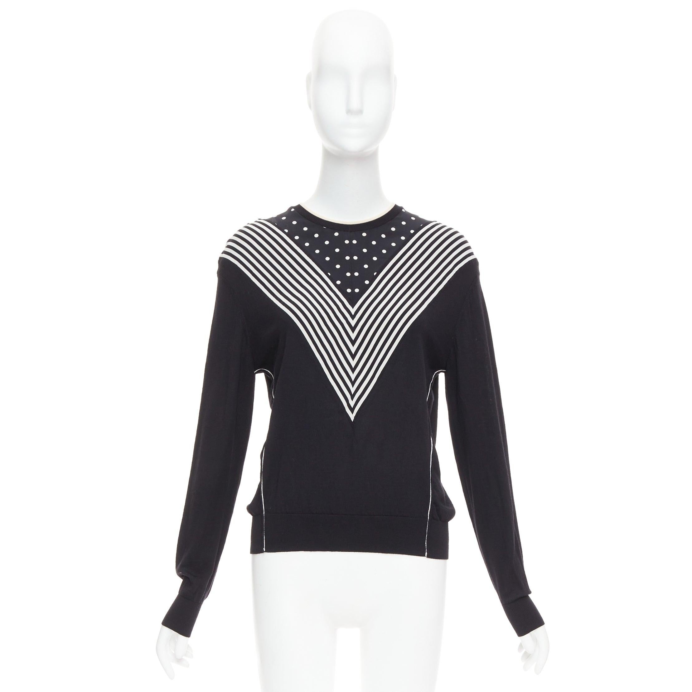 STELLA MCCARTNEY 2016 black white virgin wool silk trim long sleeve sweater For Sale 4