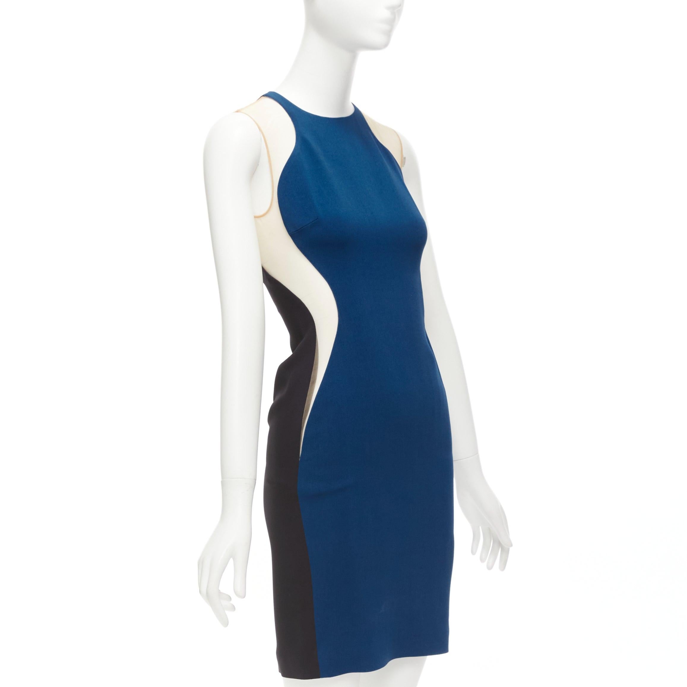 STELLA MCCARTNEY 2016 blue sheer panel waist illusion mini dress IT36 XXS In Excellent Condition For Sale In Hong Kong, NT