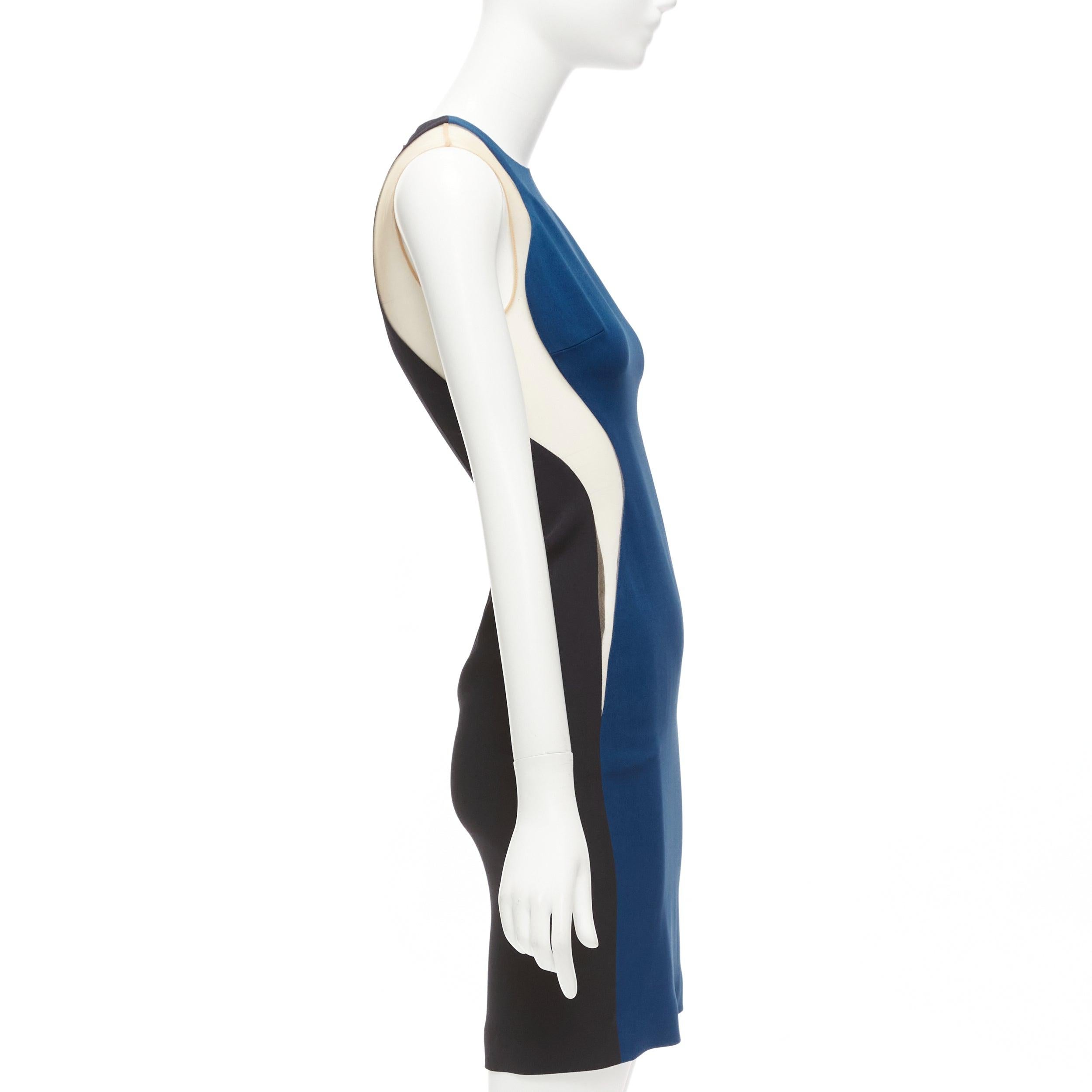 STELLA MCCARTNEY 2016 blue sheer panel waist illusion mini dress IT36 XXS In Excellent Condition For Sale In Hong Kong, NT