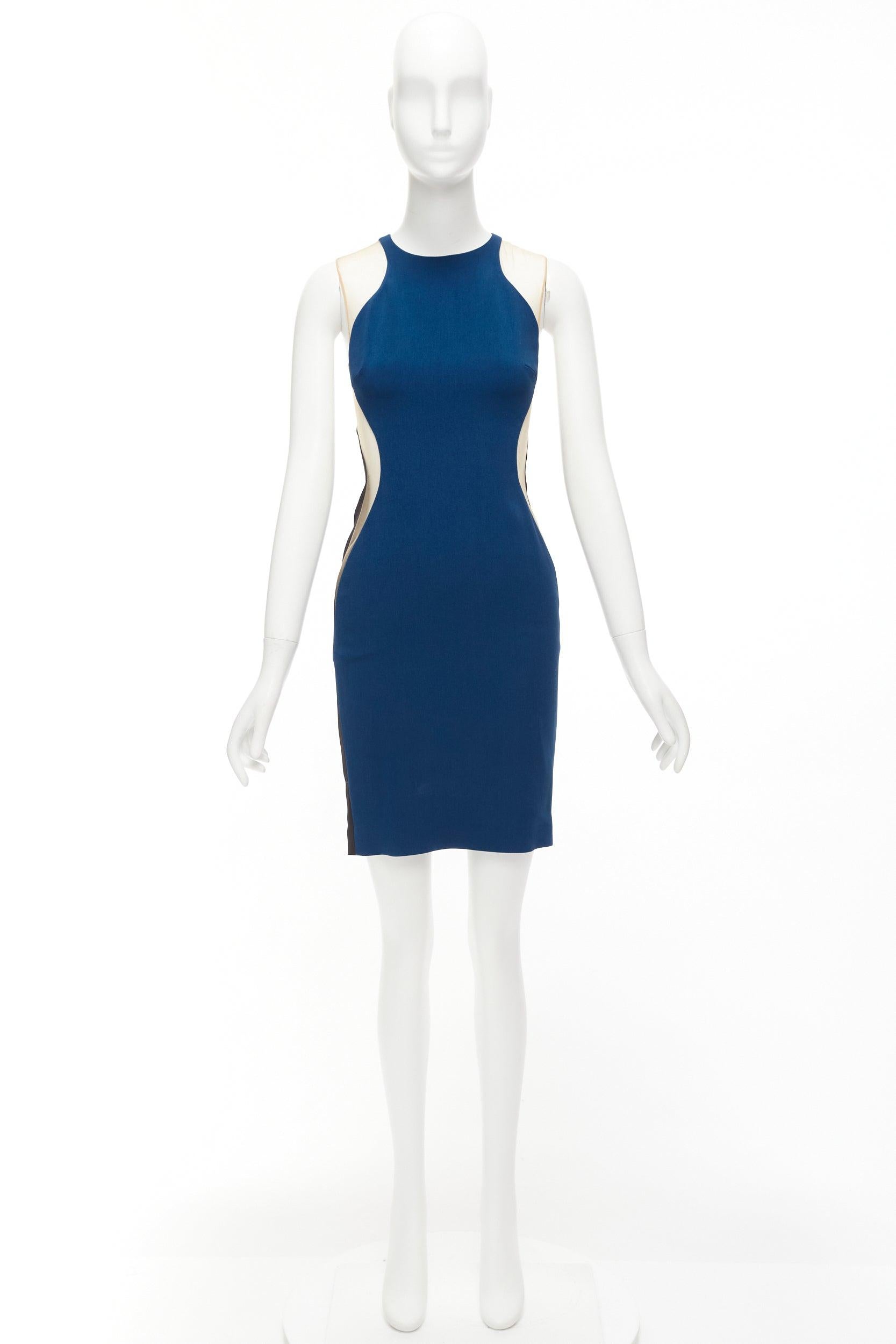 STELLA MCCARTNEY 2016 blue sheer panel waist illusion mini dress IT36 XXS For Sale 5