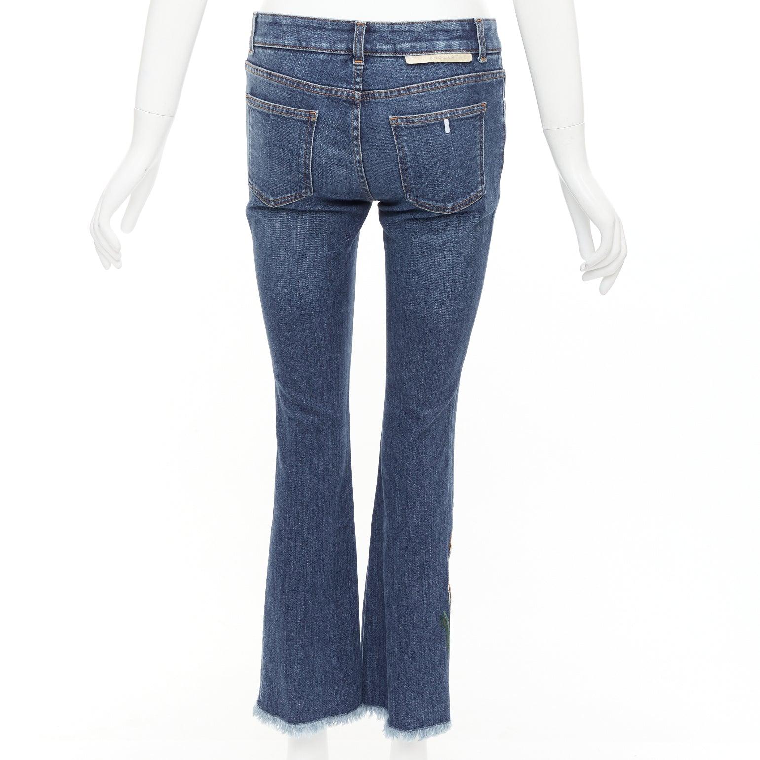 Women's STELLA MCCARTNEY 2016 brown tiger embroidery blue flare jeans 26