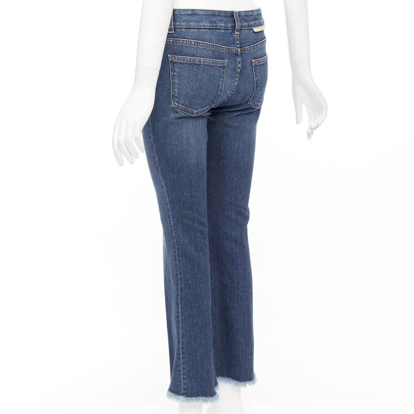 STELLA MCCARTNEY 2016 brown tiger embroidery blue flare jeans 26