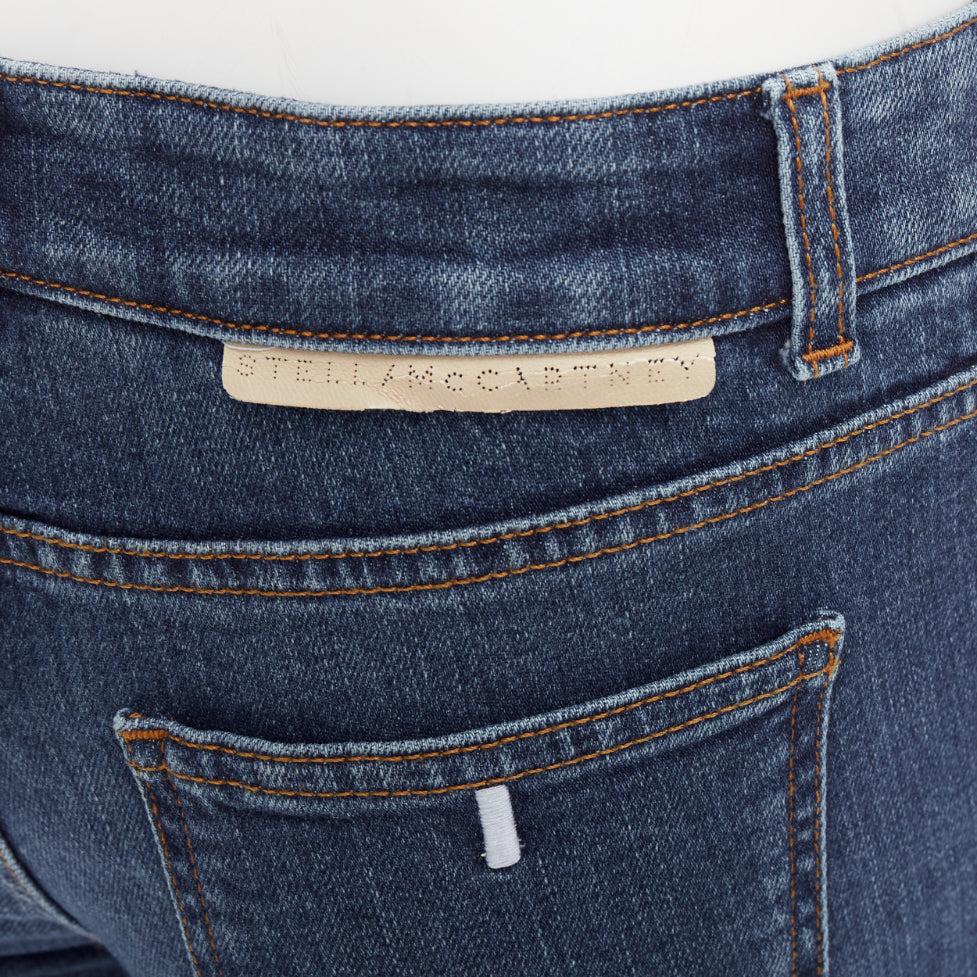 STELLA MCCARTNEY 2016 brown tiger embroidery blue flare jeans 26