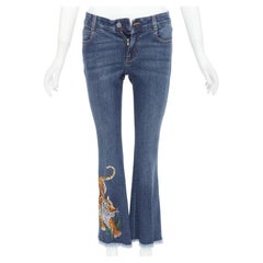 STELLA MCCARTNEY 2016 braun Tiger Stickerei blau Schlagjeans 26"