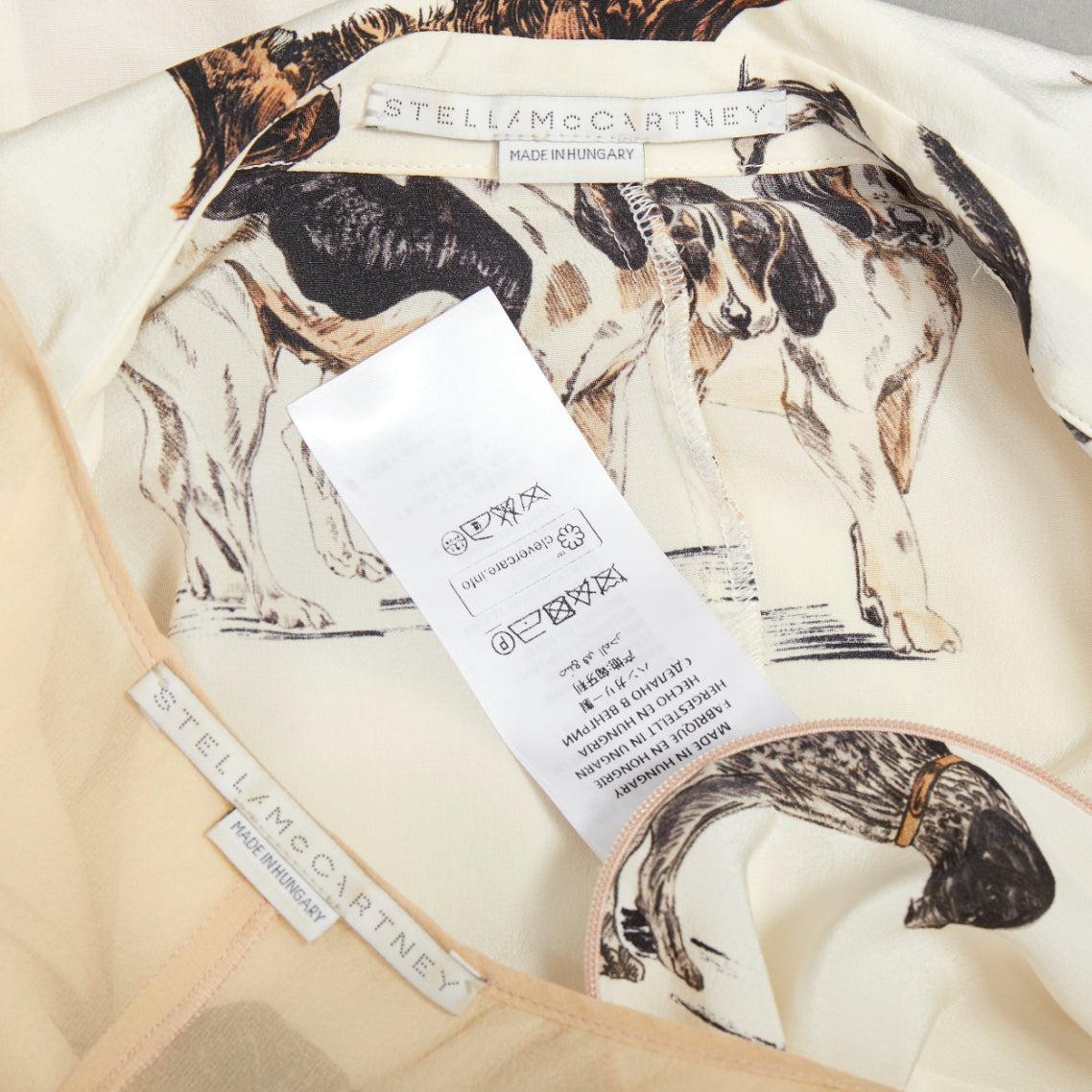 Stella McCartney 2016 Greta crema marrone in seta con stampa di cani IT38 XS in vendita 3