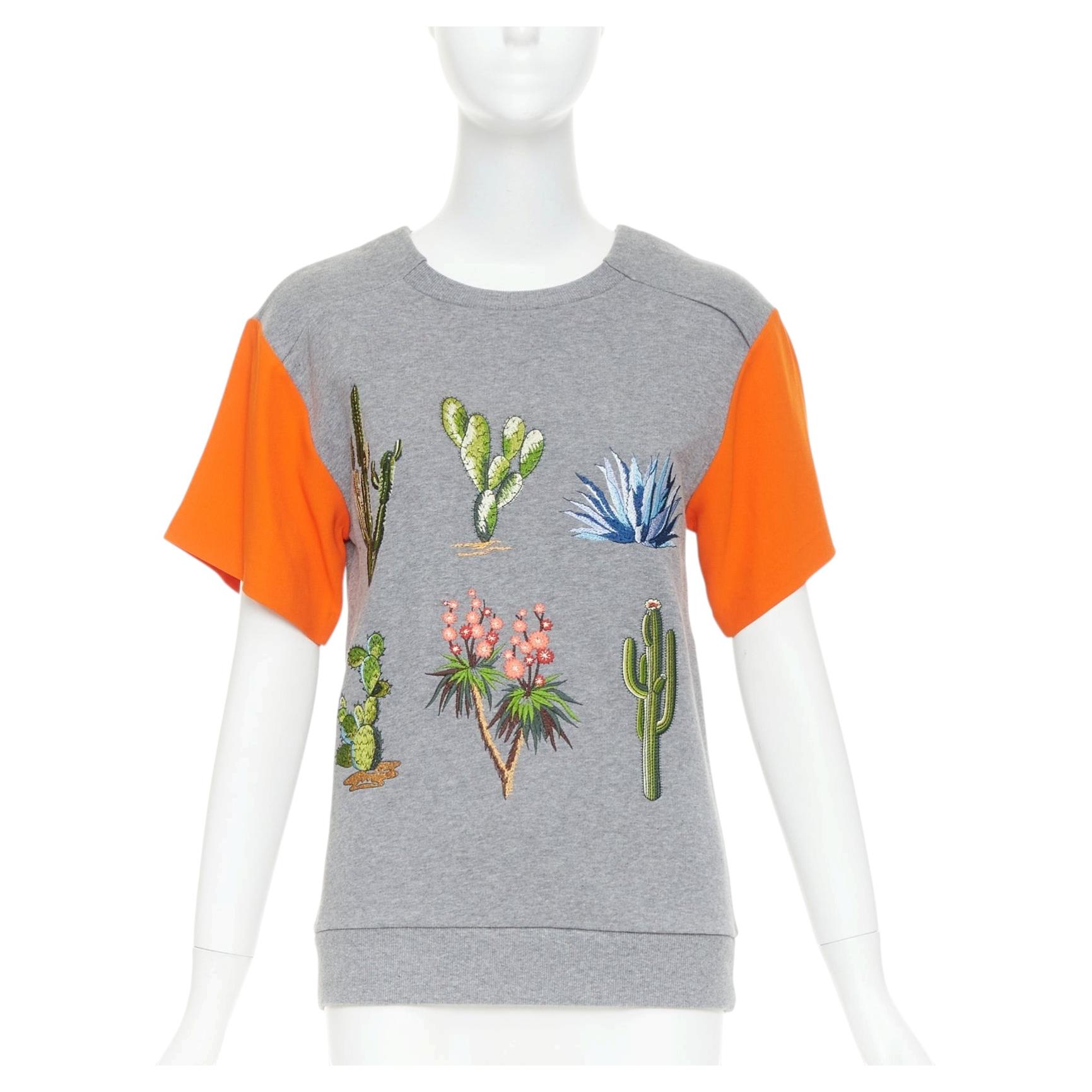 STELLA MCCARTNEY 2016 orange cotton embroidered Cactus pullover sweater IT38 XS