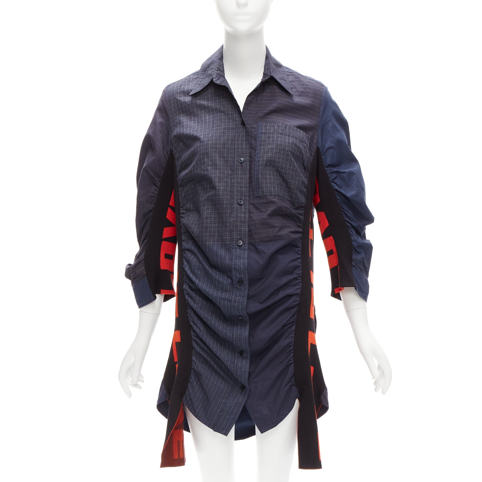 Pre-owned Stella Mccartney 2017 All Is Love Deconstructed Side Panel Shirt Dress It34 2xs In Black