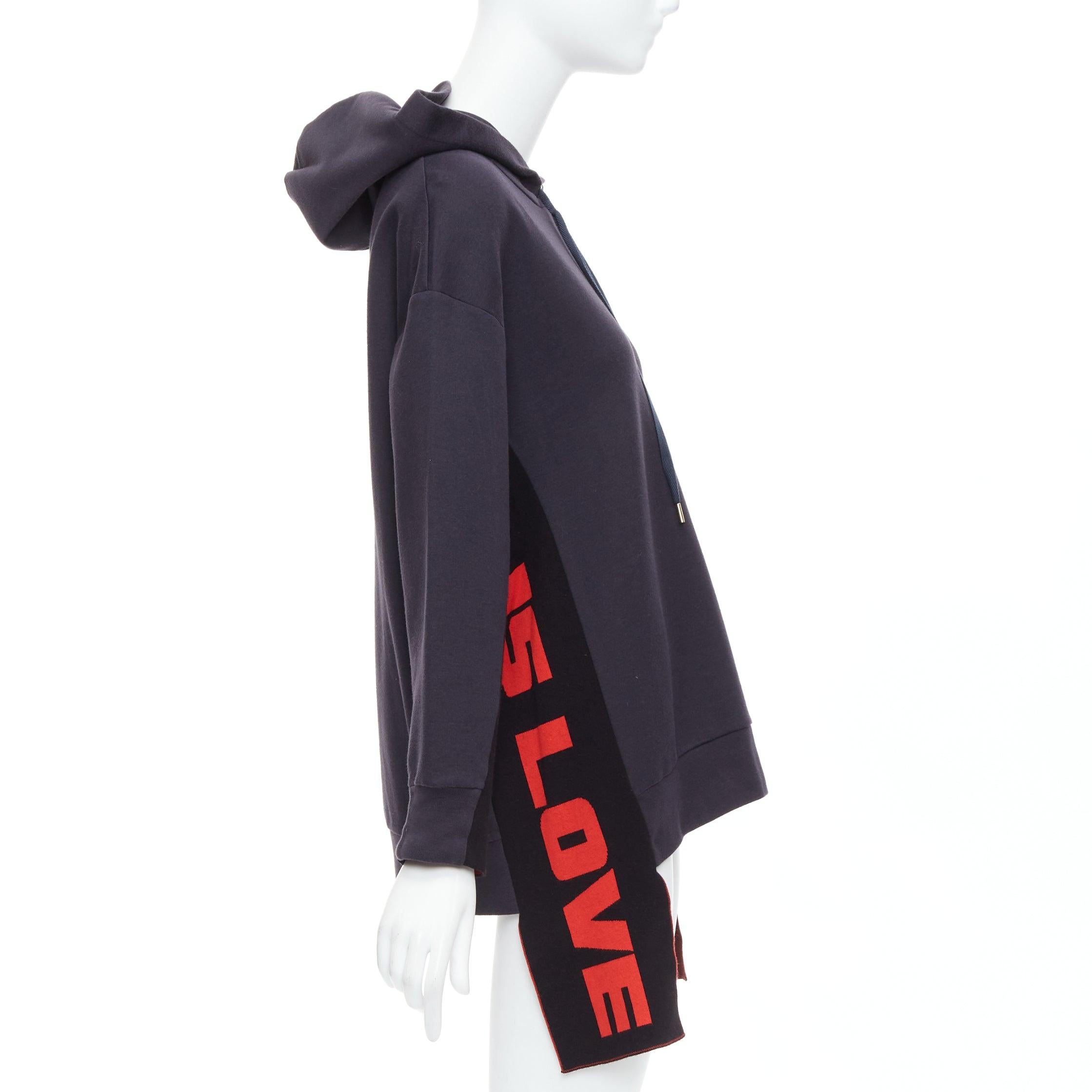 STELLA MCCARTNEY 2017 All Is Love navy red cotton long hoodie IT36 XXS In Good Condition For Sale In Hong Kong, NT