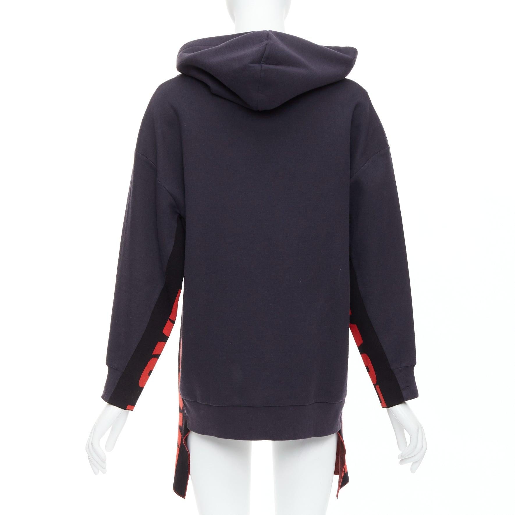 Women's STELLA MCCARTNEY 2017 All Is Love navy red cotton long hoodie IT36 XXS For Sale