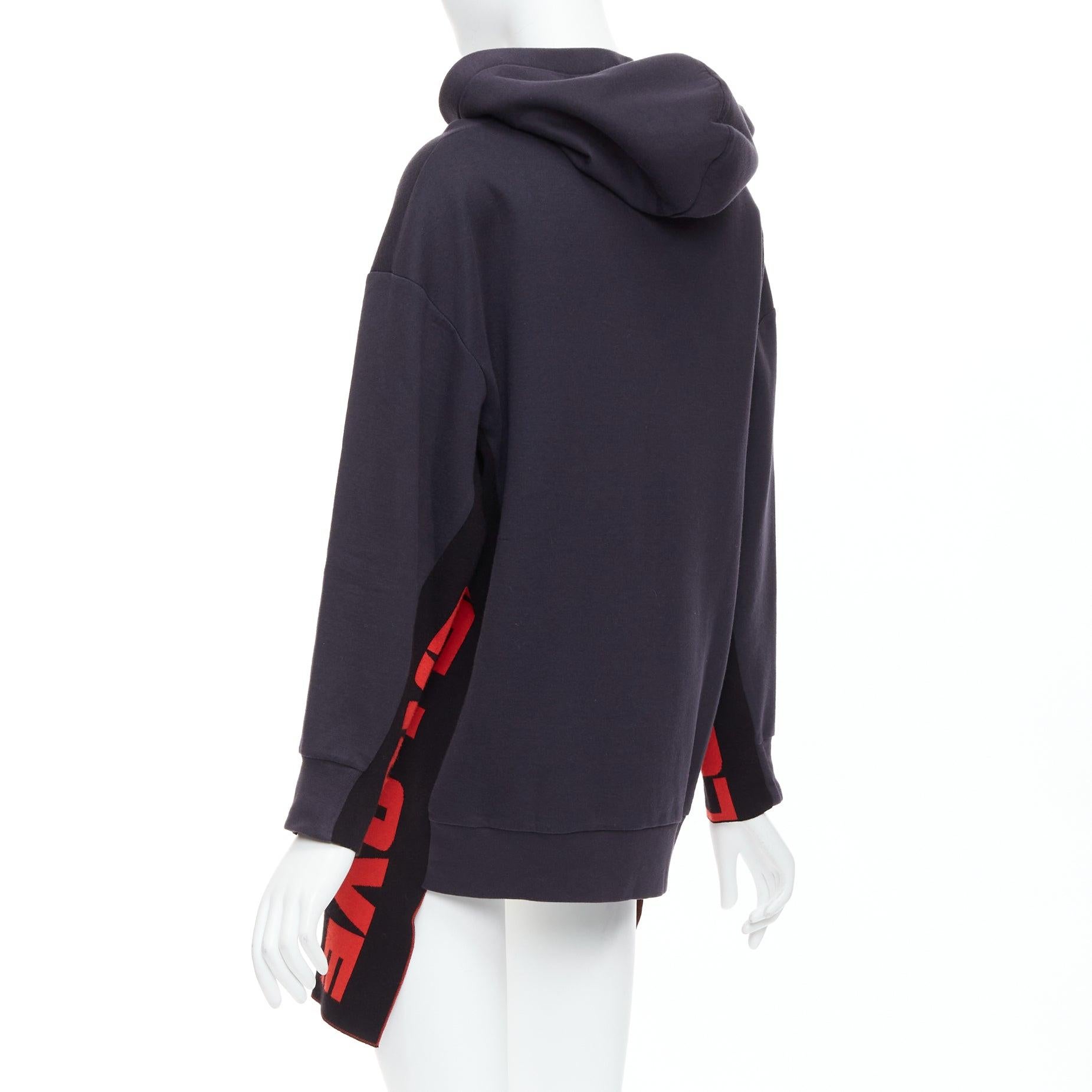 STELLA MCCARTNEY 2017 All Is Love navy red cotton long hoodie IT36 XXS For Sale 1