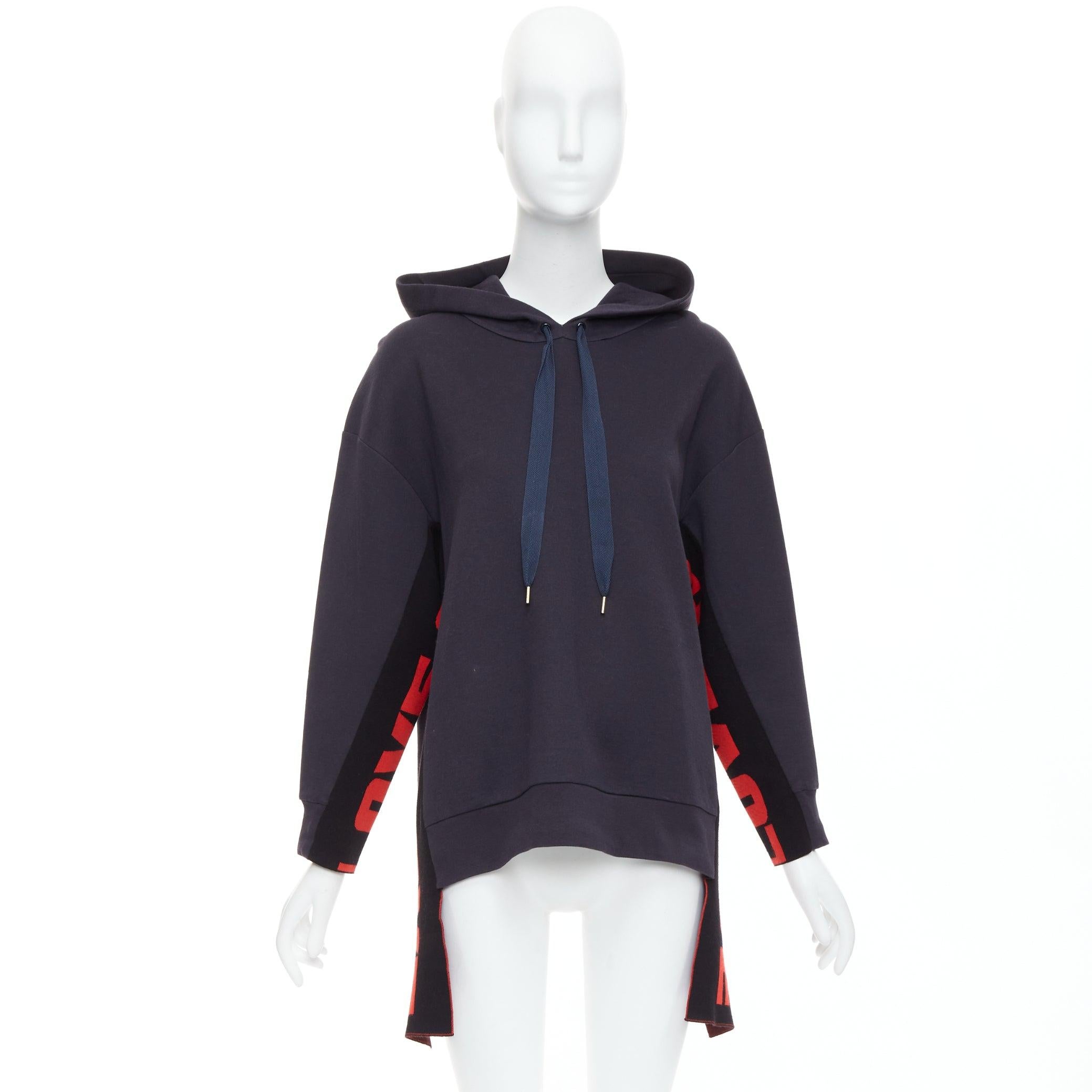 STELLA MCCARTNEY 2017 All Is Love navy red cotton long hoodie IT36 XXS For Sale 4