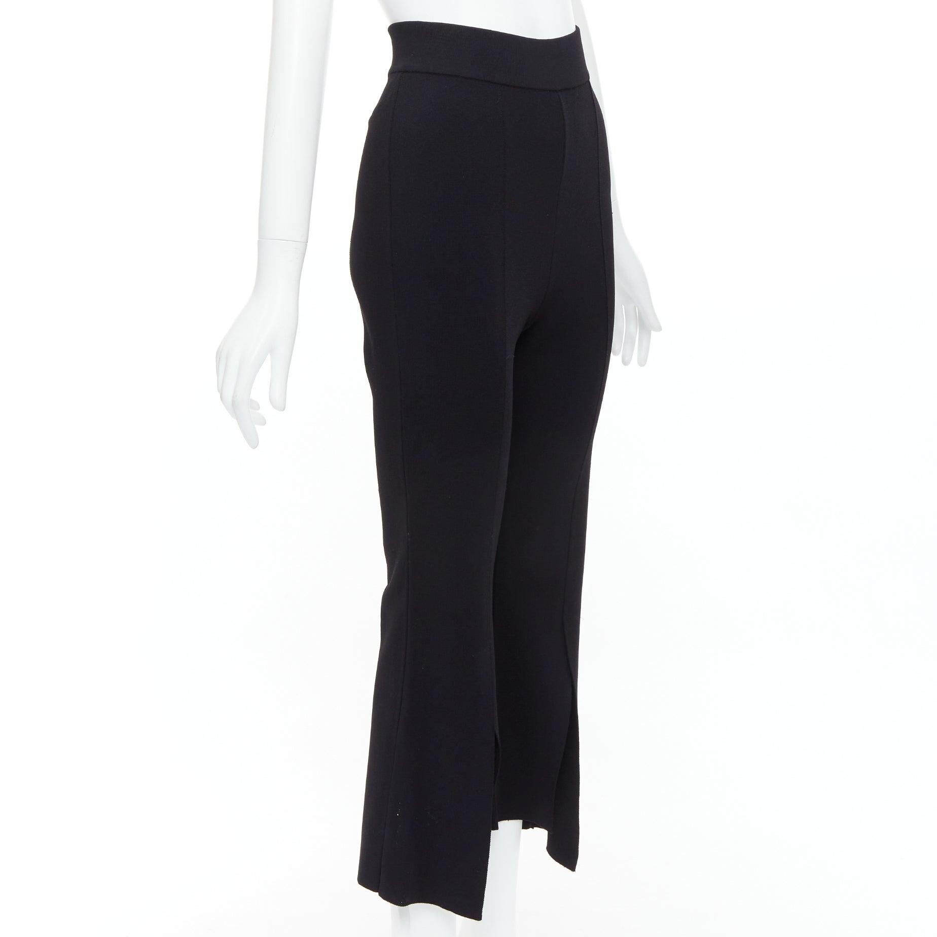 Black STELLA MCCARTNEY 2017 black knit split hem high waist flare pants IT38 XS For Sale
