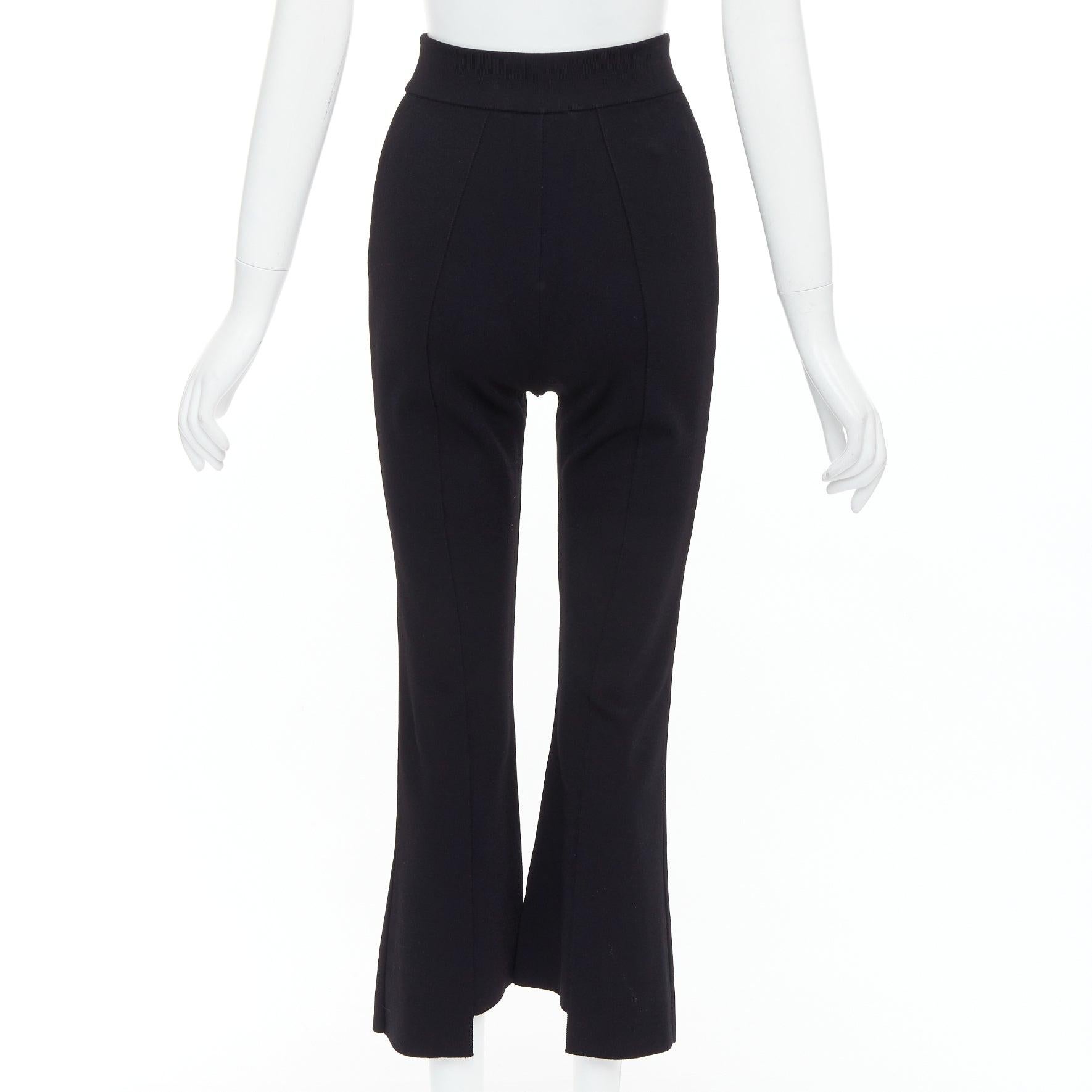 Women's STELLA MCCARTNEY 2017 black knit split hem high waist flare pants IT38 XS For Sale