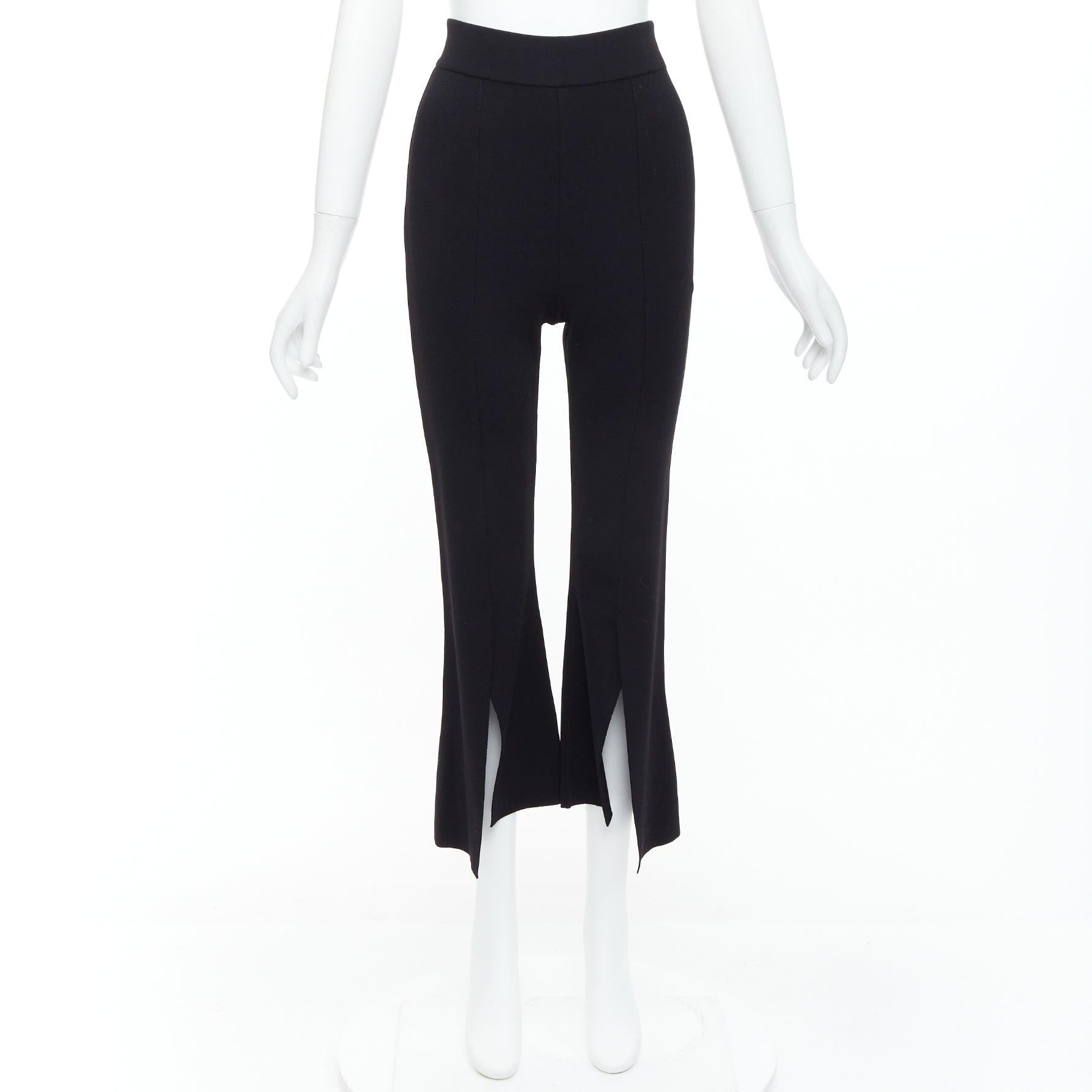 STELLA MCCARTNEY 2017 black knit split hem high waist flare pants IT38 XS For Sale 4