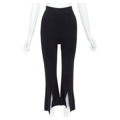 STELLA MCCARTNEY 2017 black knit split hem high waist flare pants IT38 XS
