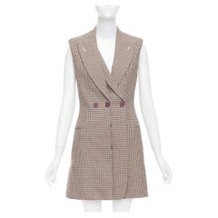 STELLA MCCARTNEY 2017 burgundy houndstooth double collar blazer dress IT40 S