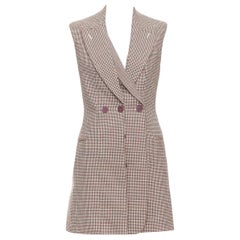STELLA MCCARTNEY 2017 burgundy houndstooth double collar blazer dress IT40 S