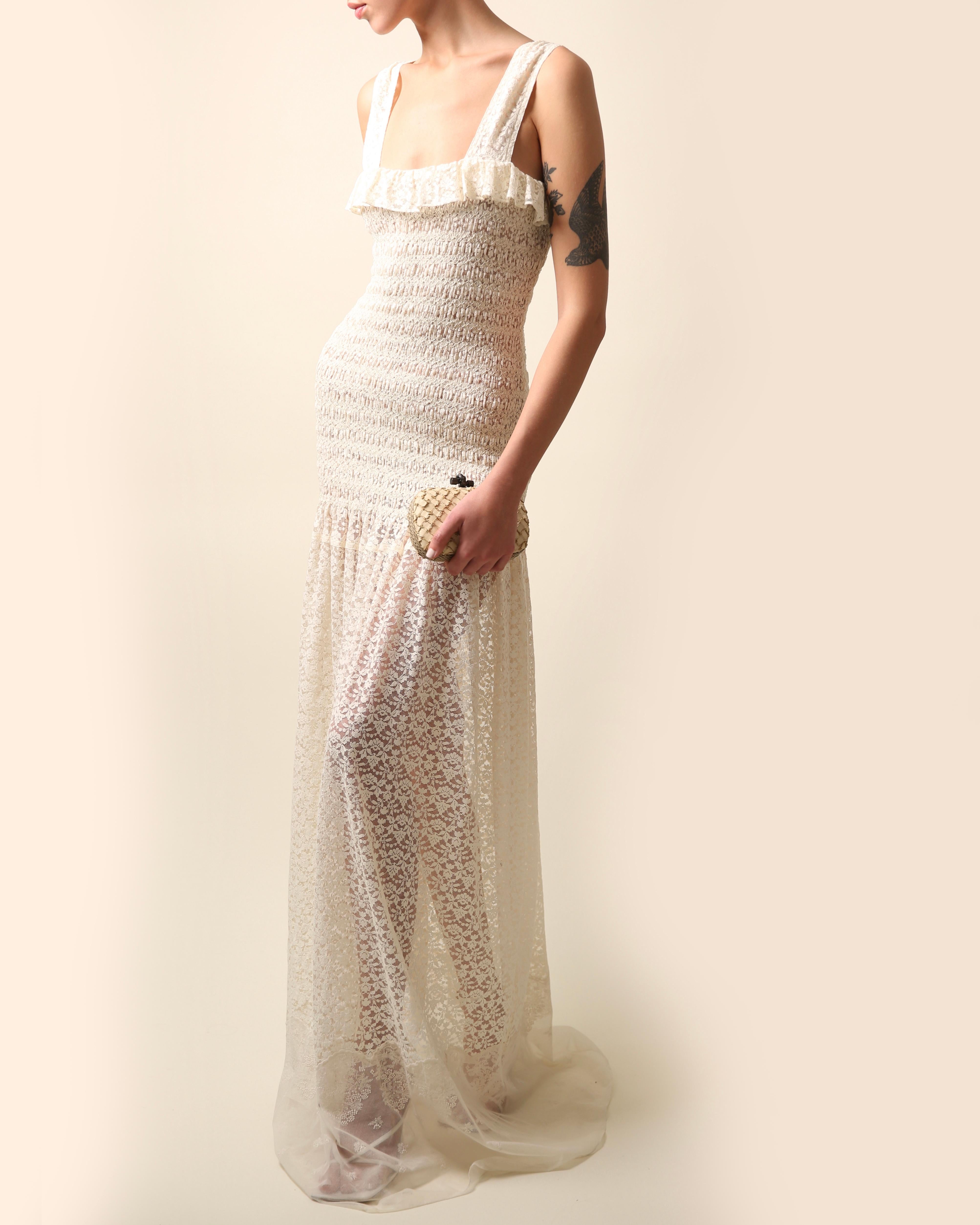 Beige Stella McCartney 2017 ‘Melanie’ floor length lace ivory ecru wedding maxi dress