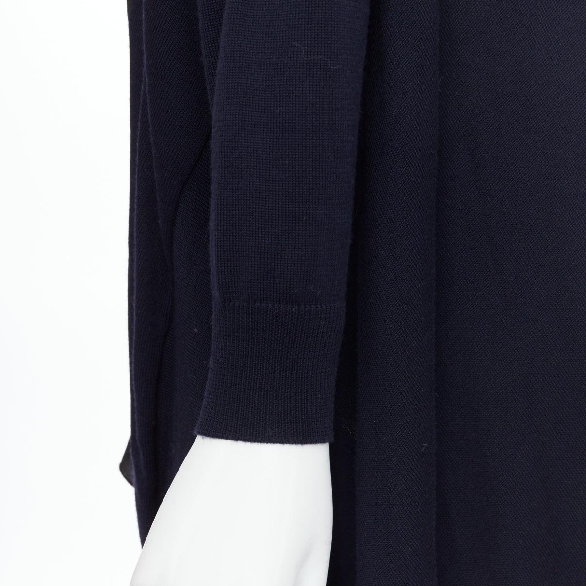 STELLA MCCARTNEY 2017 navy contrast material high low cardigan IT34 XS For Sale 5
