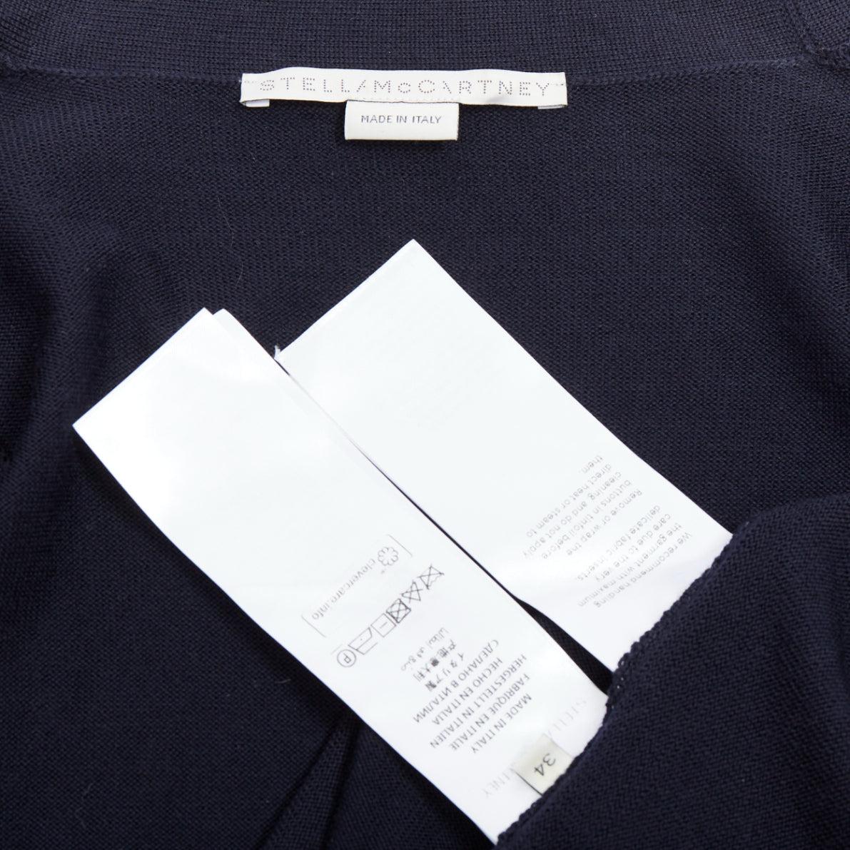 STELLA MCCARTNEY 2017 navy contrast material high low cardigan IT34 XS For Sale 6