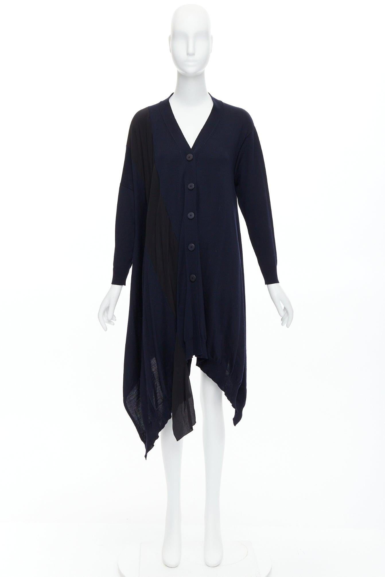 STELLA MCCARTNEY 2017 navy contrast material high low cardigan IT34 XS For Sale 7