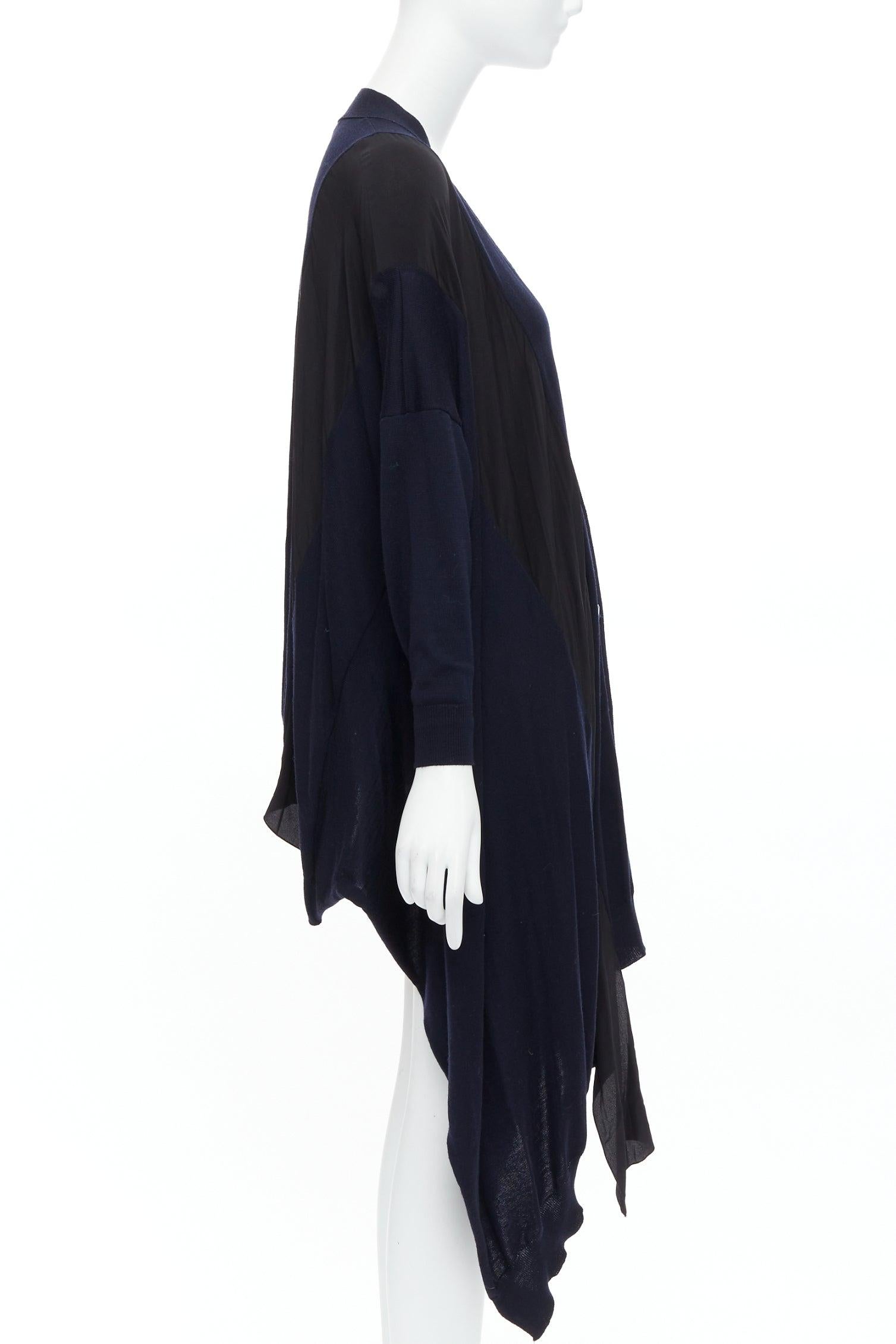 STELLA MCCARTNEY 2017 navy contrast material high low cardigan IT34 XS In Good Condition For Sale In Hong Kong, NT
