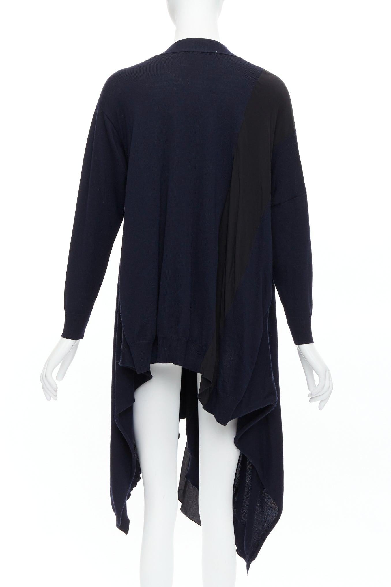 Women's STELLA MCCARTNEY 2017 navy contrast material high low cardigan IT34 XS For Sale
