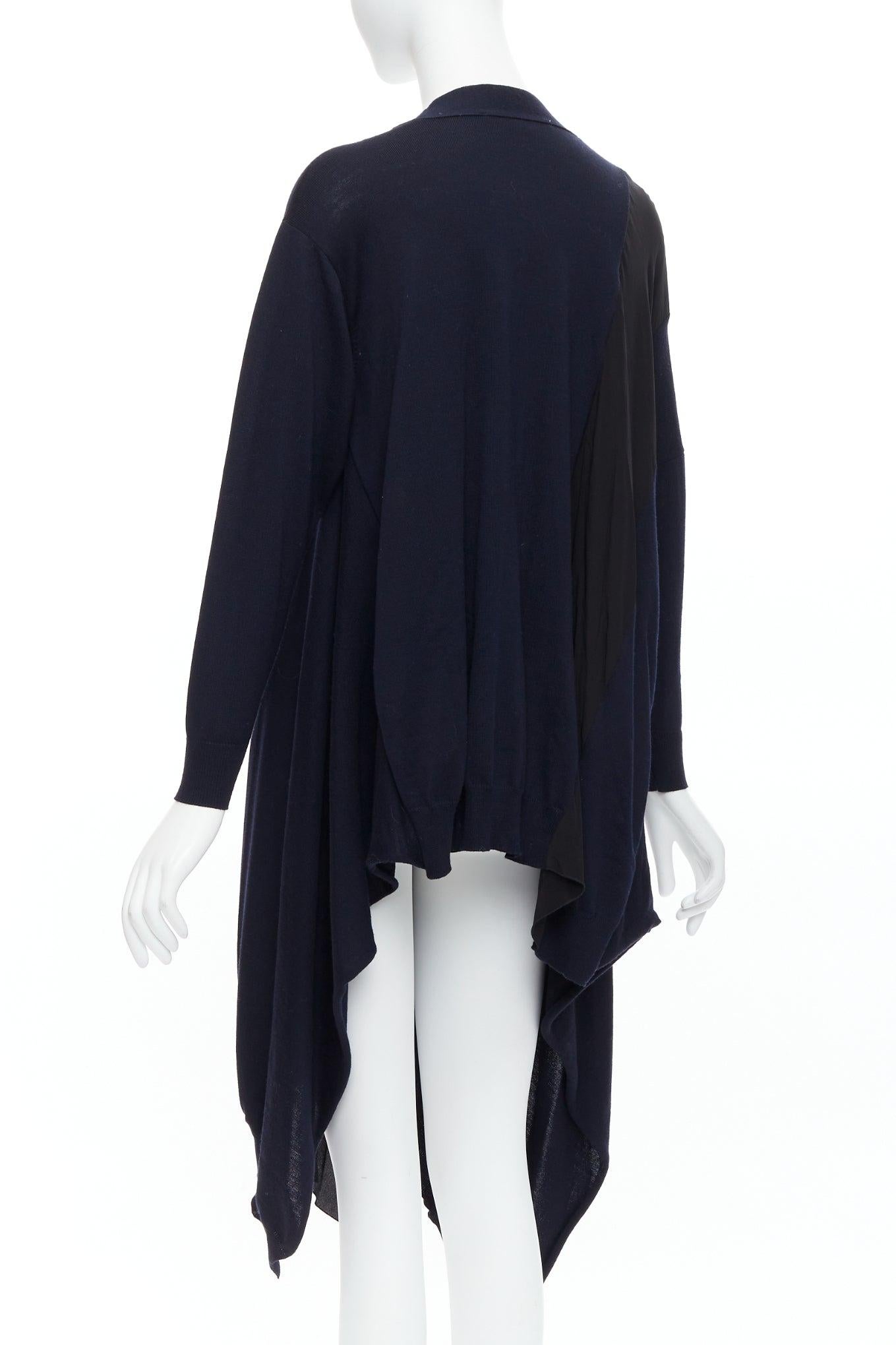 STELLA MCCARTNEY 2017 navy contrast material high low cardigan IT34 XS For Sale 1