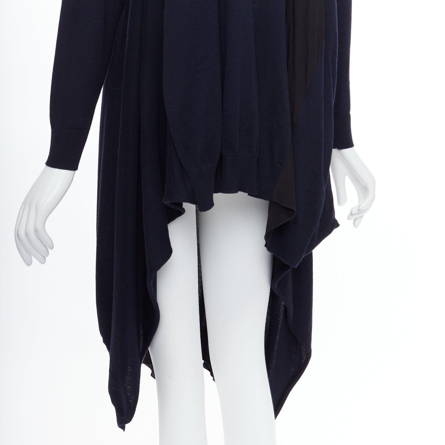 STELLA MCCARTNEY 2017 navy contrast material high low cardigan IT34 XS For Sale 2